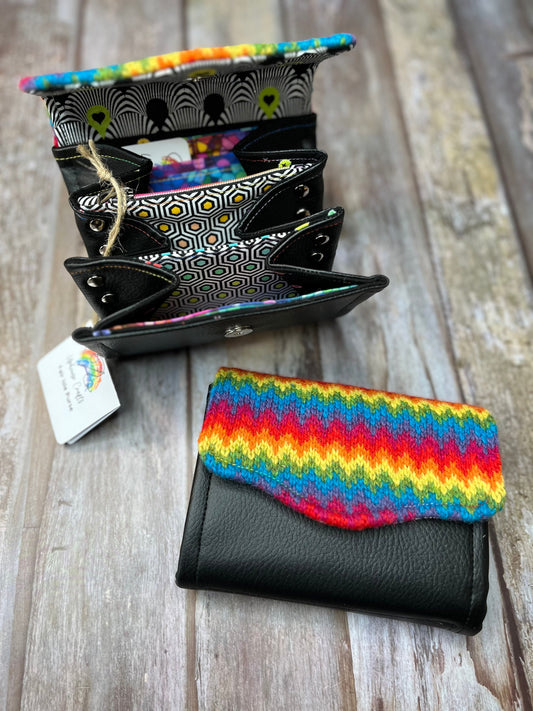 Rainbow Fair Isle Purse, Unique Knitted Purse Wallet, Handmade in Shetland - Uphouse Crafts