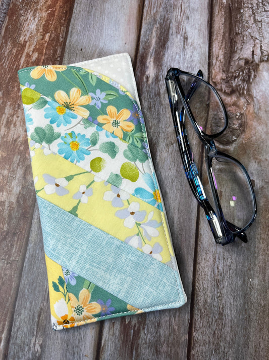Floral Lemon Mint Patchwork Glasses Case - Uphouse Crafts