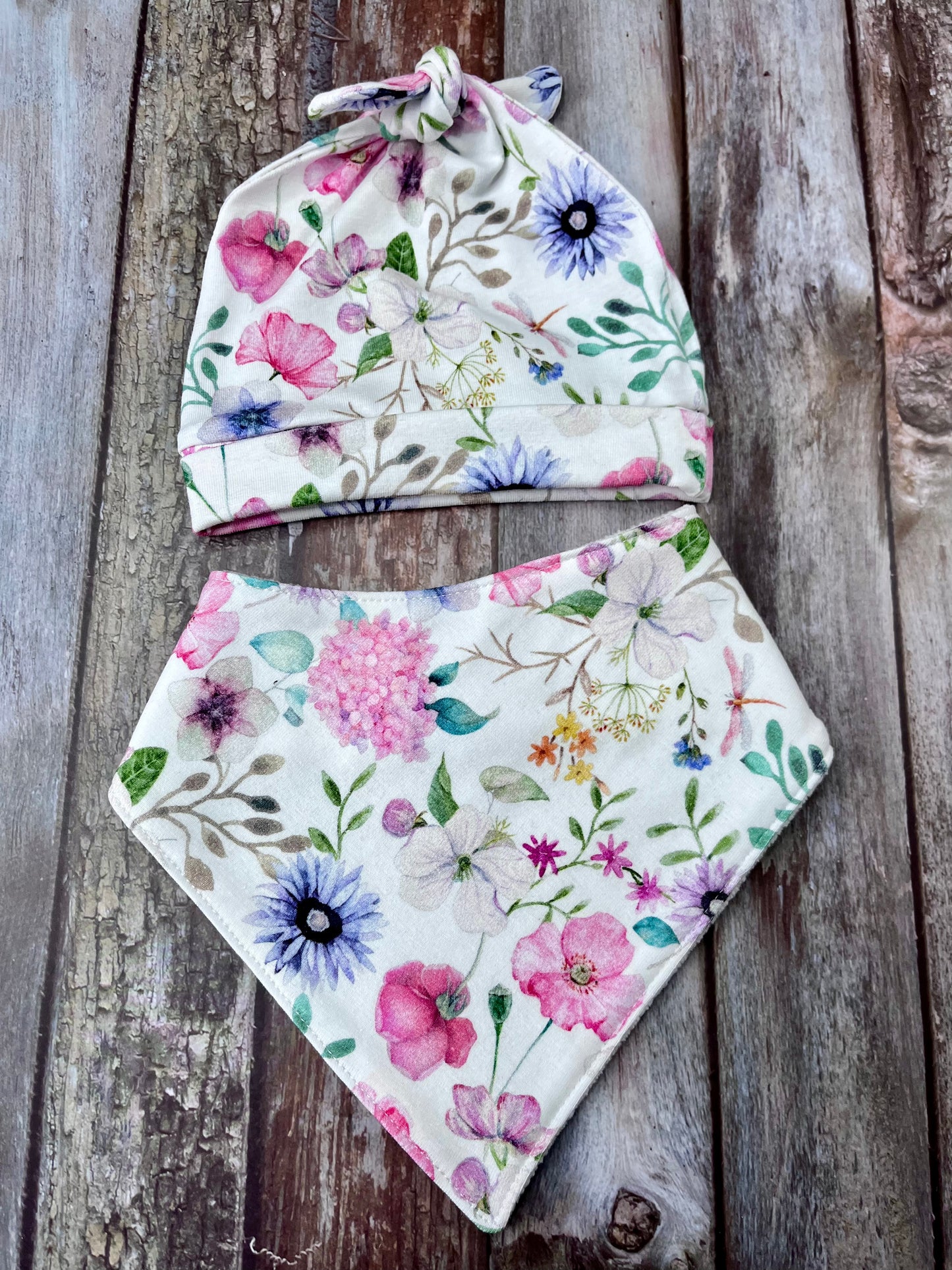 Pastel Wild Flower Dungarees Romper Bib Hat Set - Uphouse Crafts