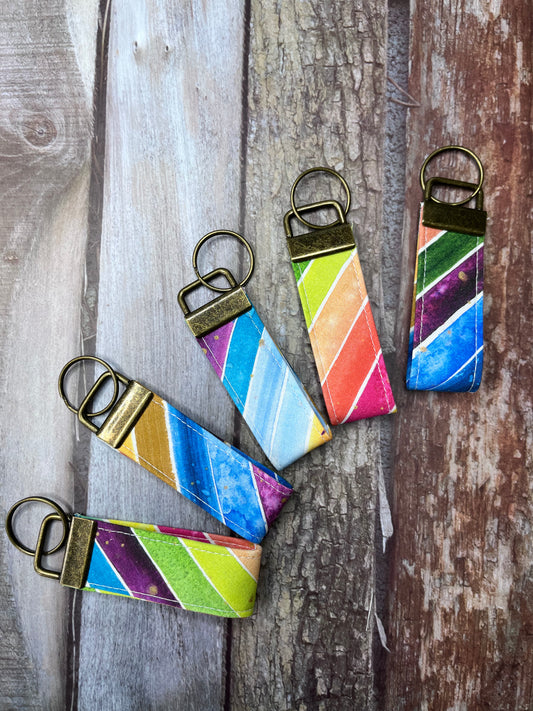 Stripe Rainbow Keyrings - Uphouse Crafts