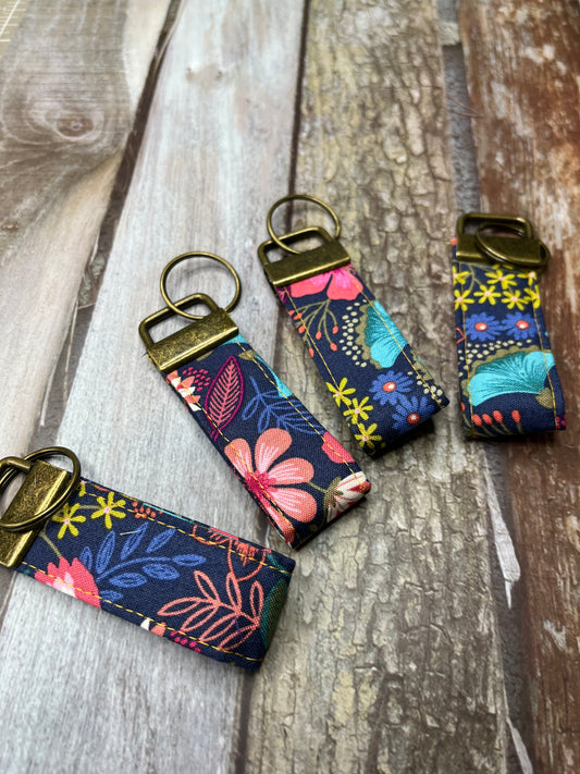 Navy floral Keyrings - Uphouse Crafts