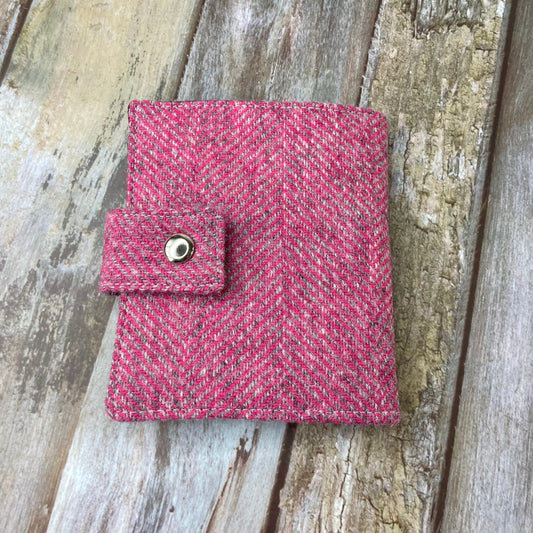 Left Handed Bi - Fold Shetland Sea Pinks Wool Tweet Wallet - Uphouse Crafts