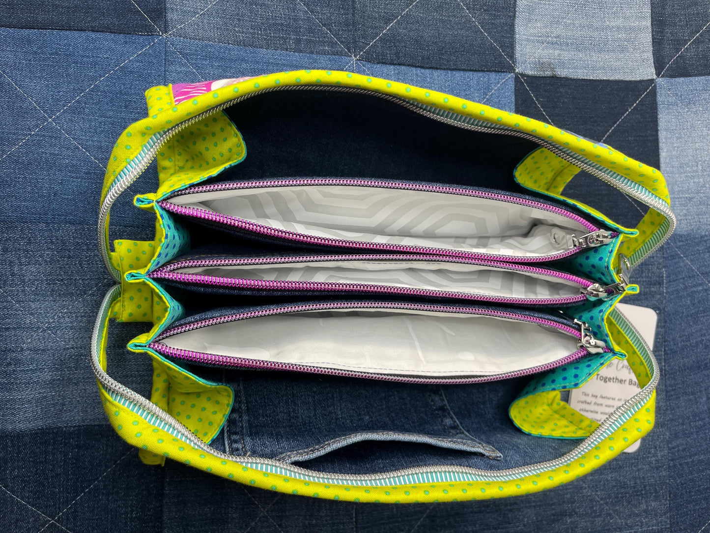 Lime Rainbow Selvedge Sew Together Bag - Uphouse Crafts