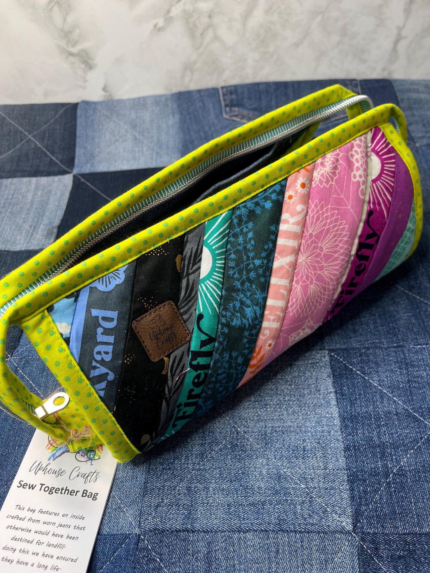 Lime Rainbow Selvedge Sew Together Bag - Uphouse Crafts