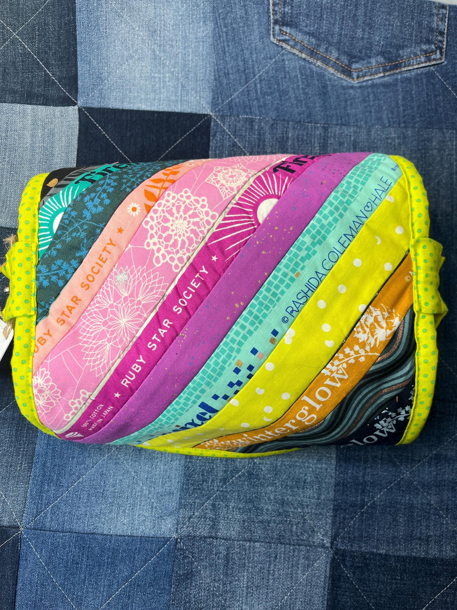 Lime Rainbow Selvedge Sew Together Bag - Uphouse Crafts