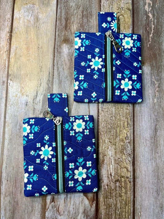 Mini Zip Pouch | Blue Floral quilted