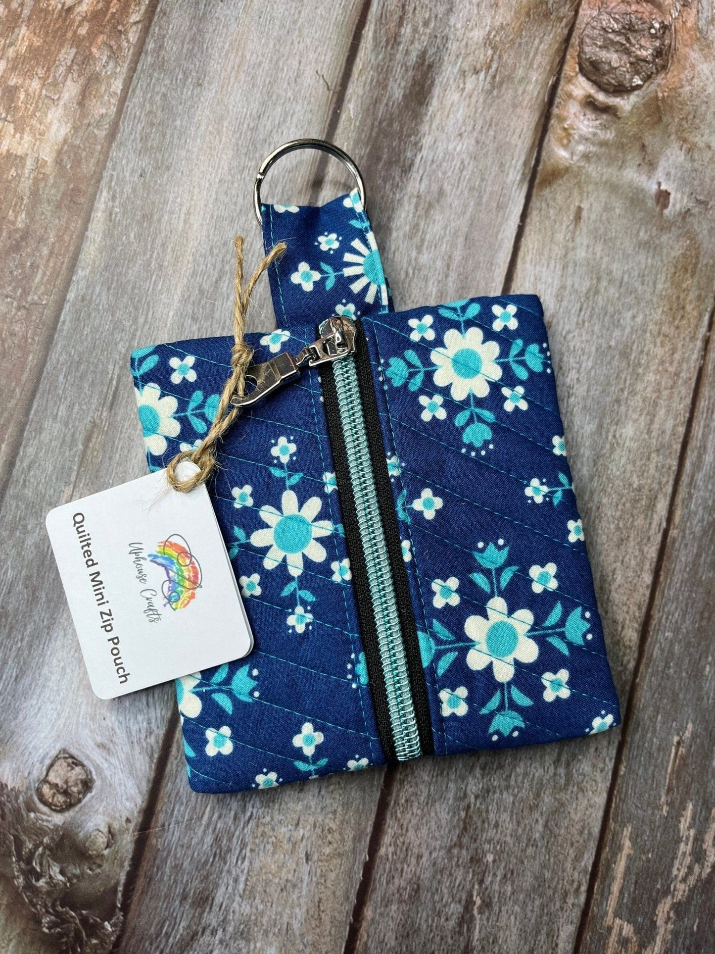 Mini Zip Pouch | Blue Floral quilted