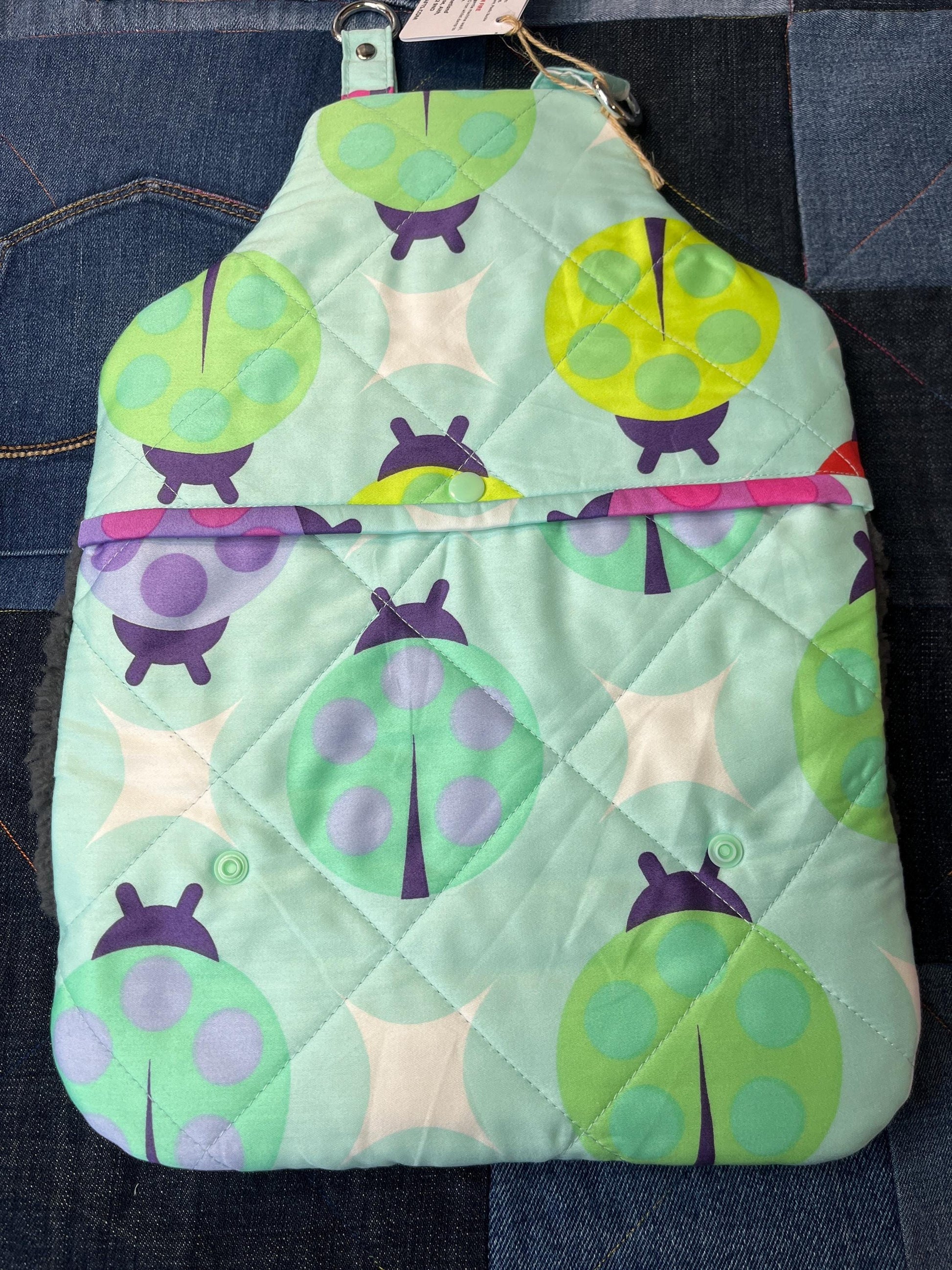 Mint Rainbow Ladybug Wearable Hot Water Bottle Cover with straps - Uphouse Crafts