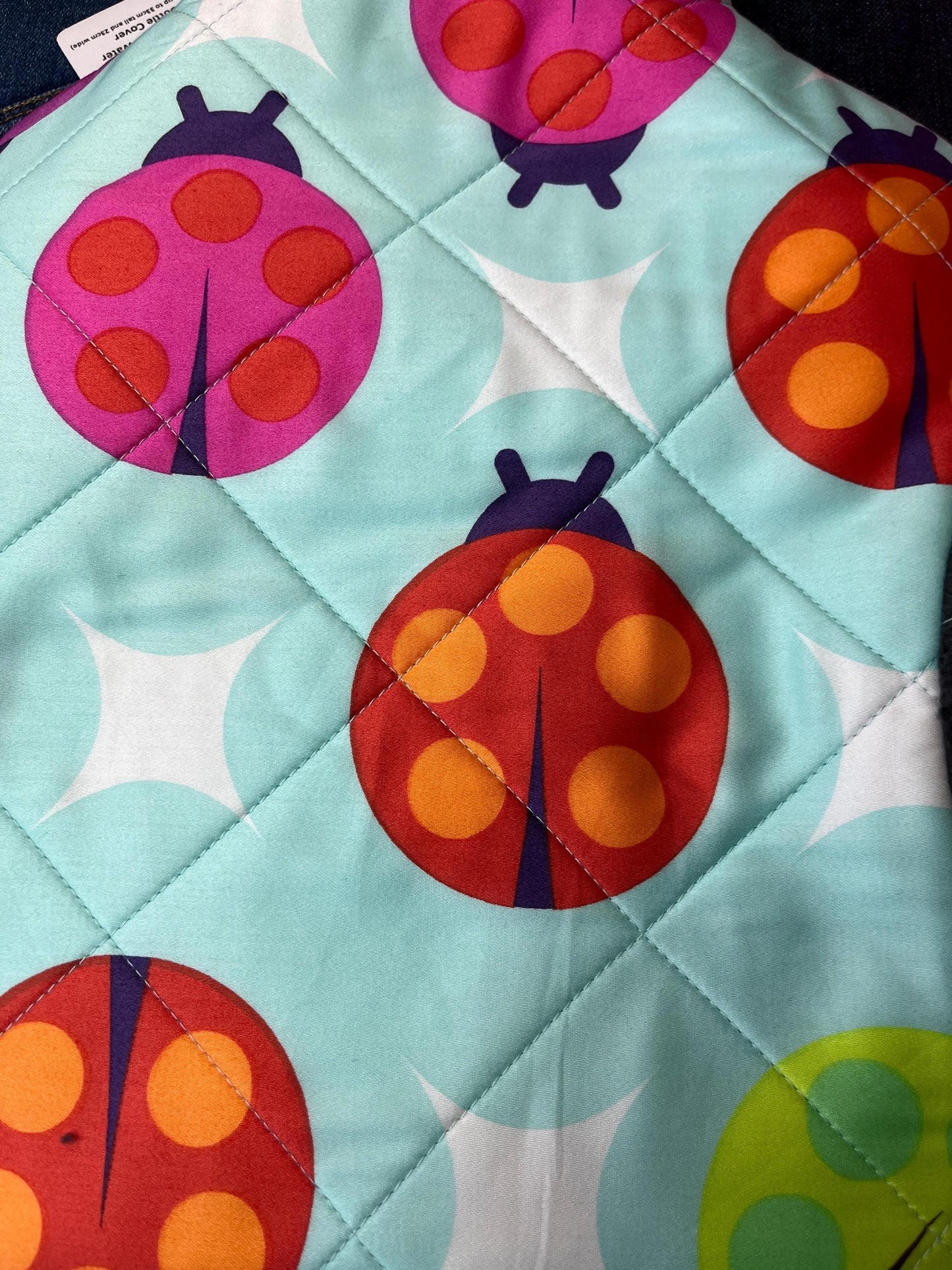 Mint Rainbow Ladybug Wearable Hot Water Bottle Cover with straps - Uphouse Crafts