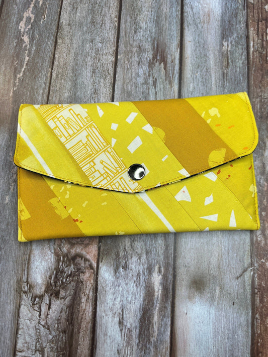 Mustard Yellow Slim Purse | Patchwork Purse | Phone Clutch Wallet