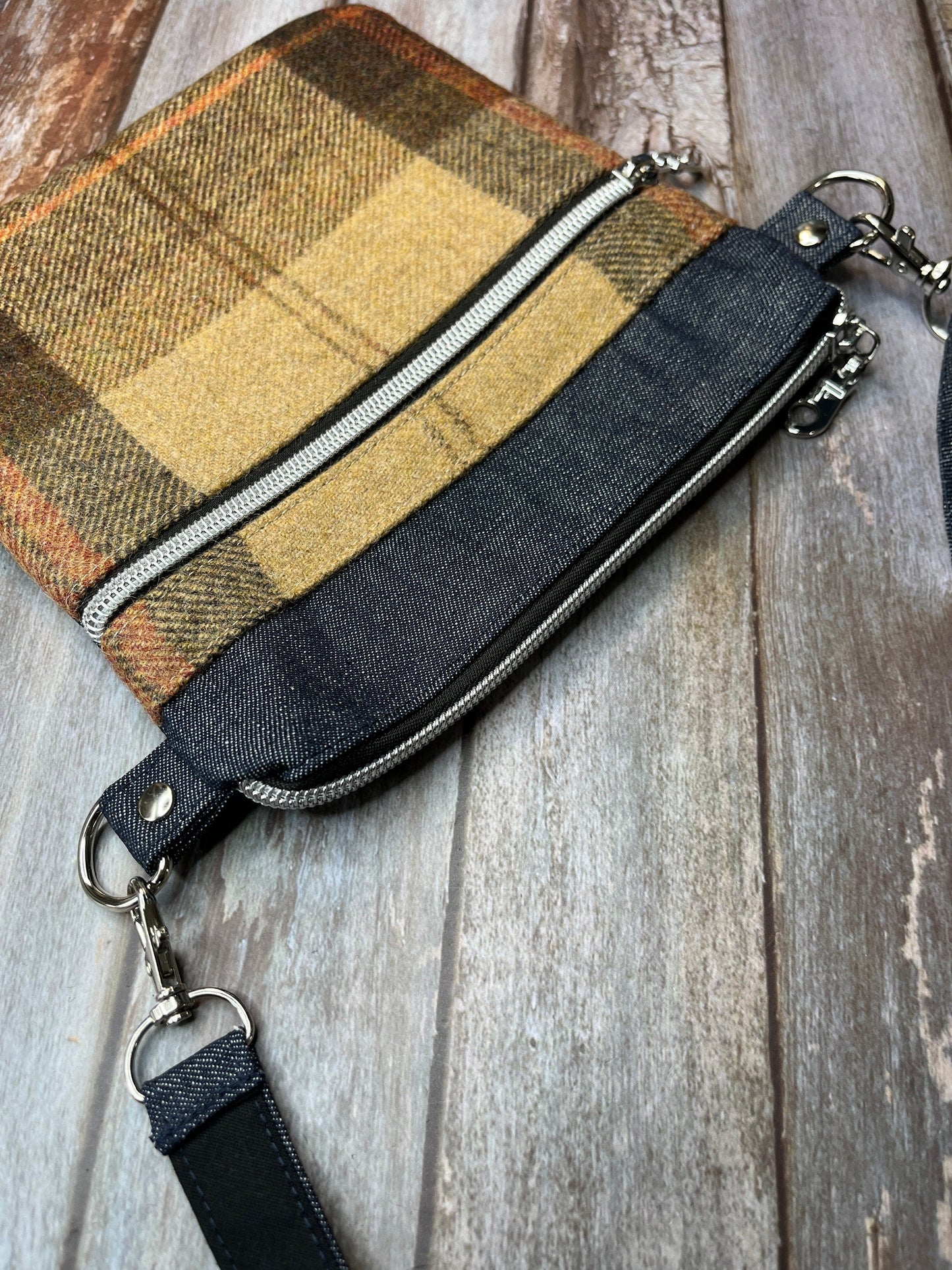 Natural Brown Beige Wool Tweed Crossbody Bag - Uphouse Crafts