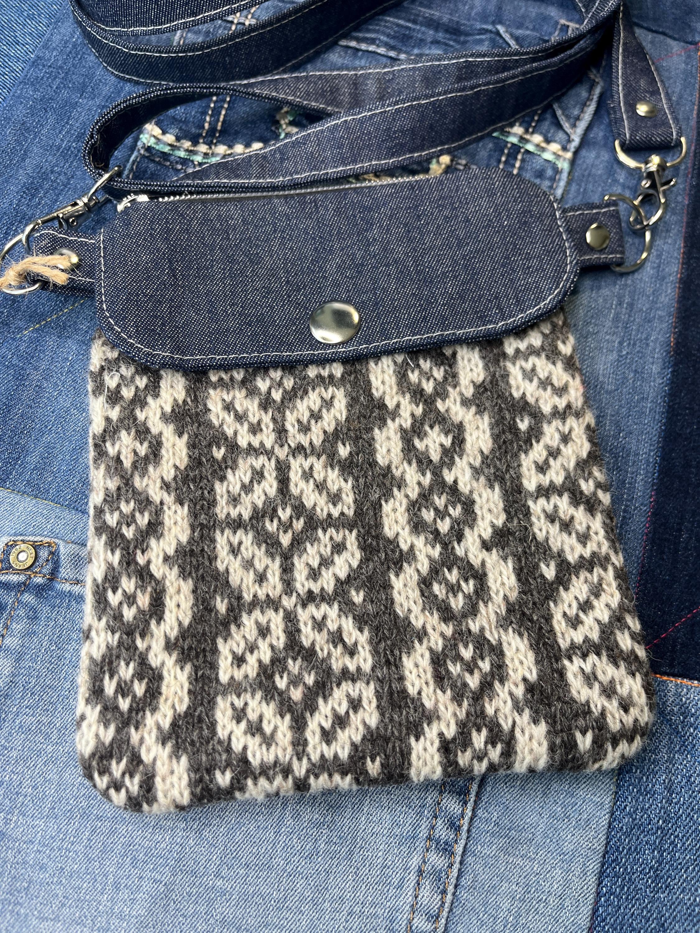 Natural Shetland Wool Denim Mini Crossbody Bag - Uphouse Crafts