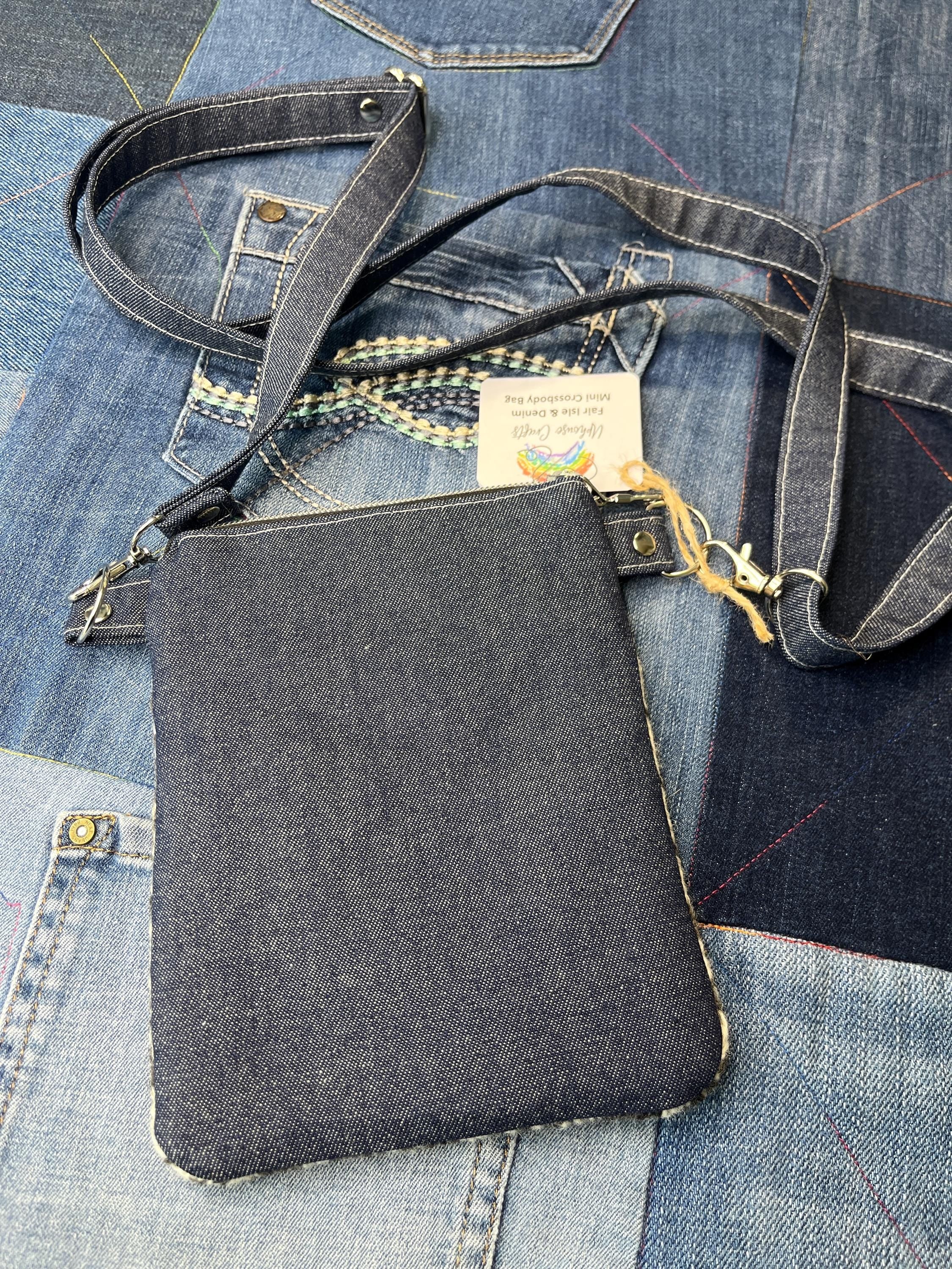 Natural Shetland Wool Denim Mini Crossbody Bag - Uphouse Crafts