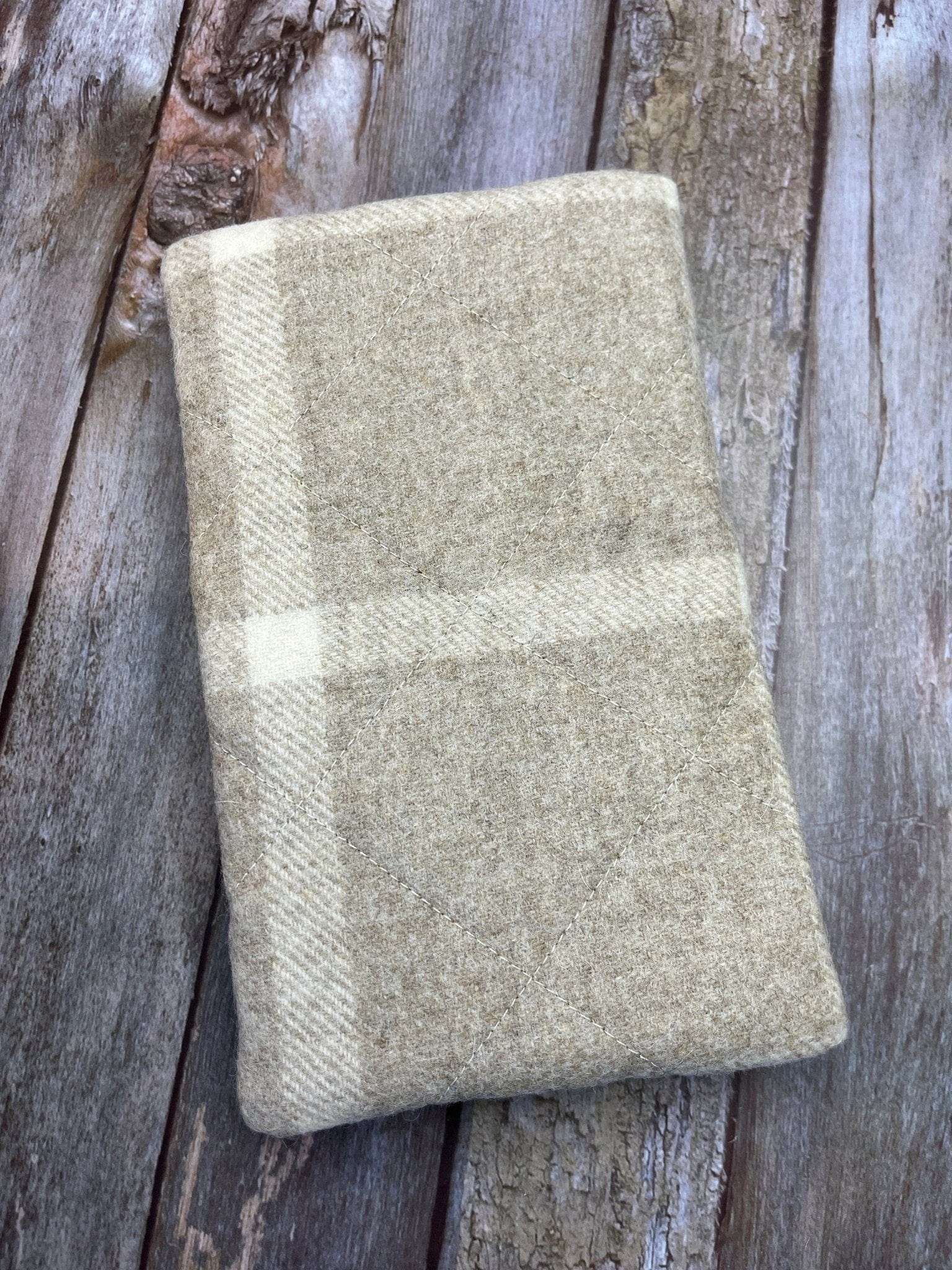 Notebook Pencil Case - Beige Cream Check Tweed