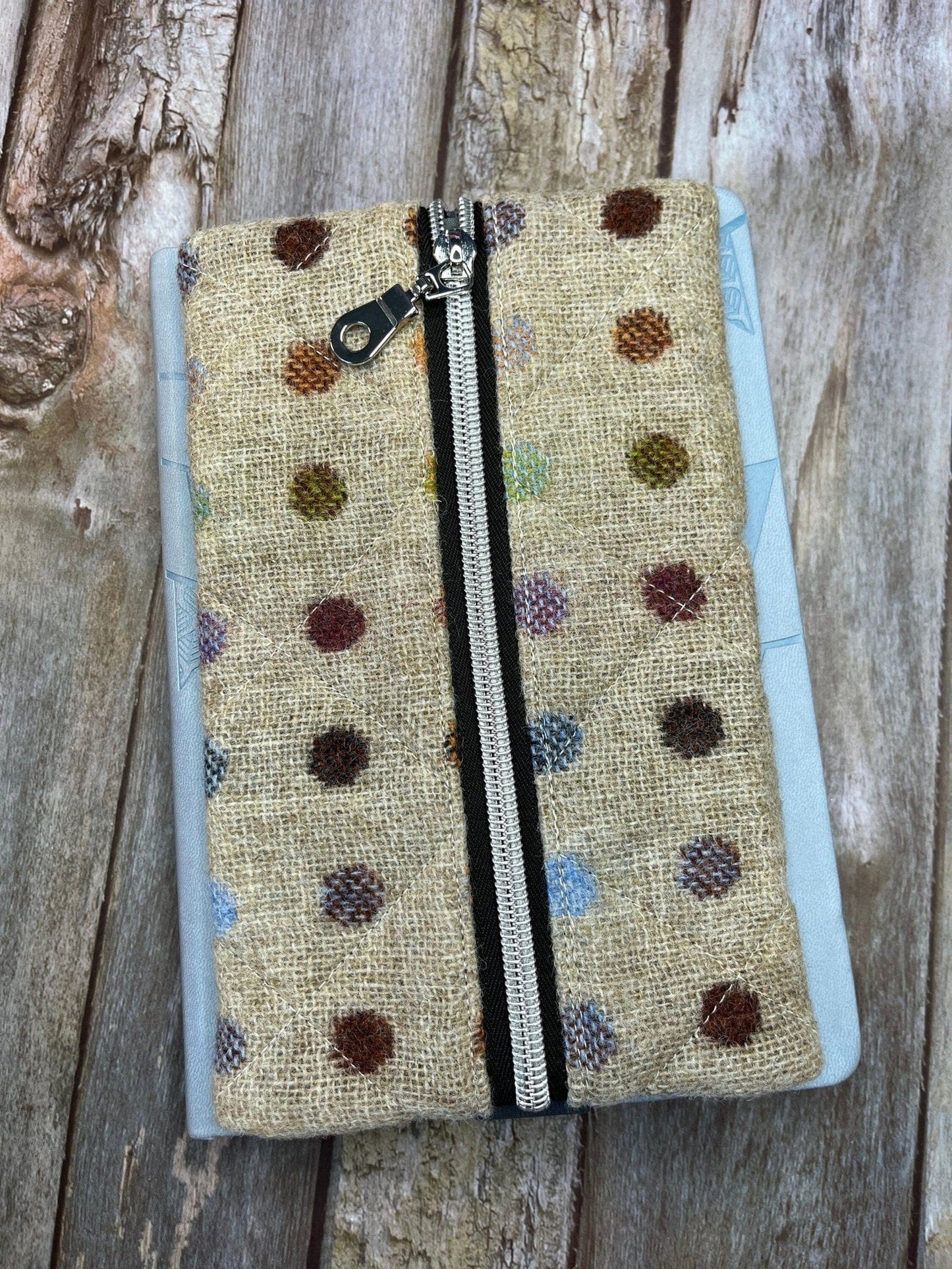 Notebook Pencil Case - Beige Rainbow Dot Tweed