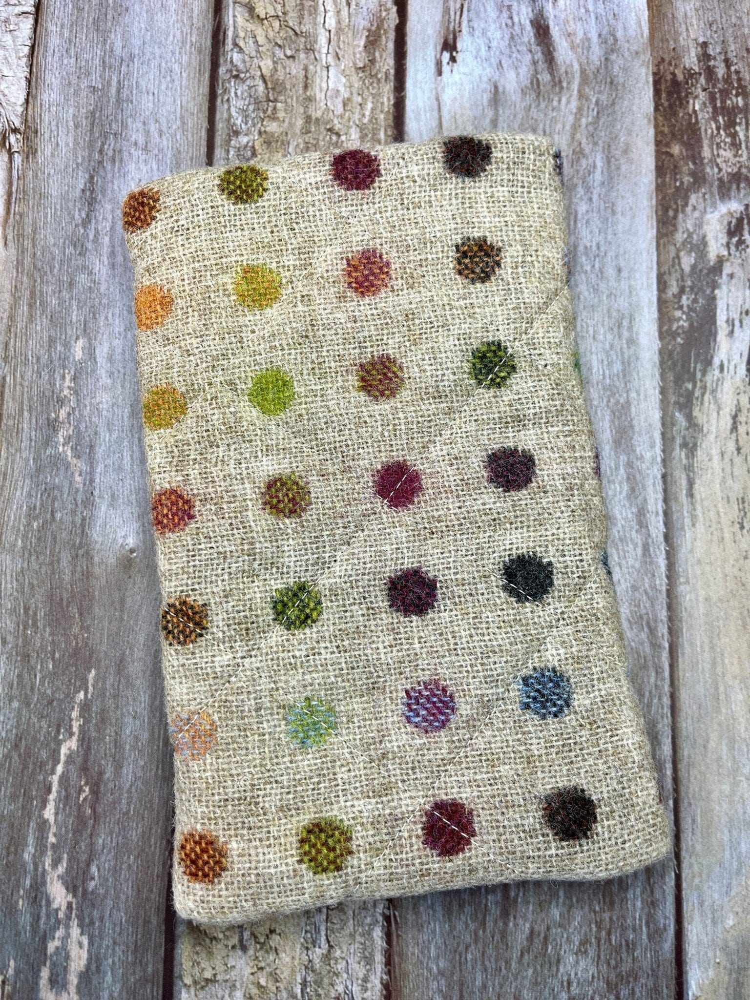 Notebook Pencil Case - Beige Rainbow Dot Tweed