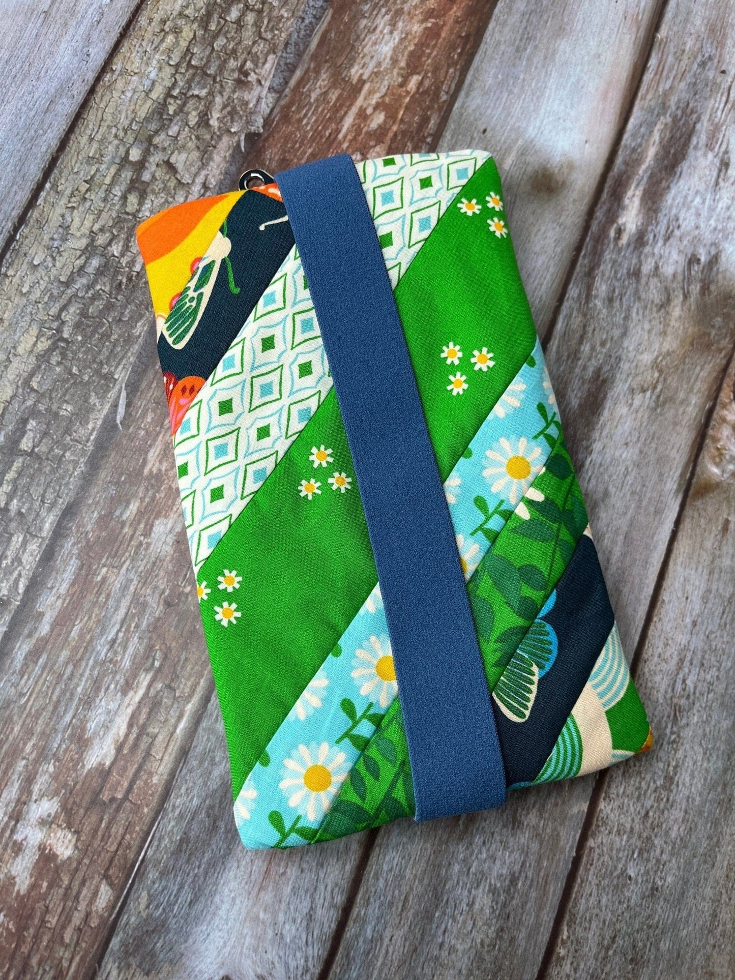 Notebook Pencil Case | Patchwork Green Blue Orange