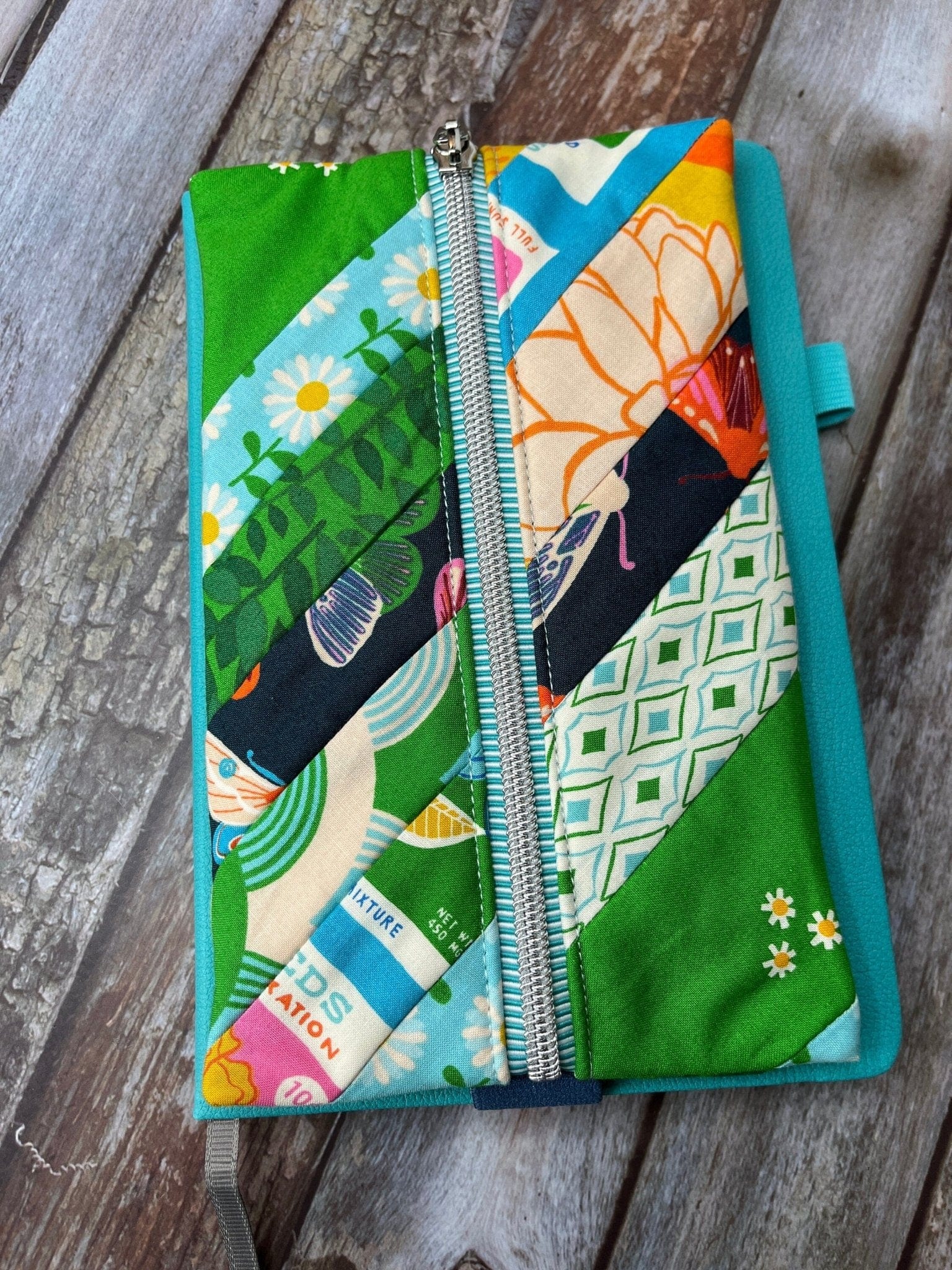 Notebook Pencil Case | Patchwork Green Blue Orange