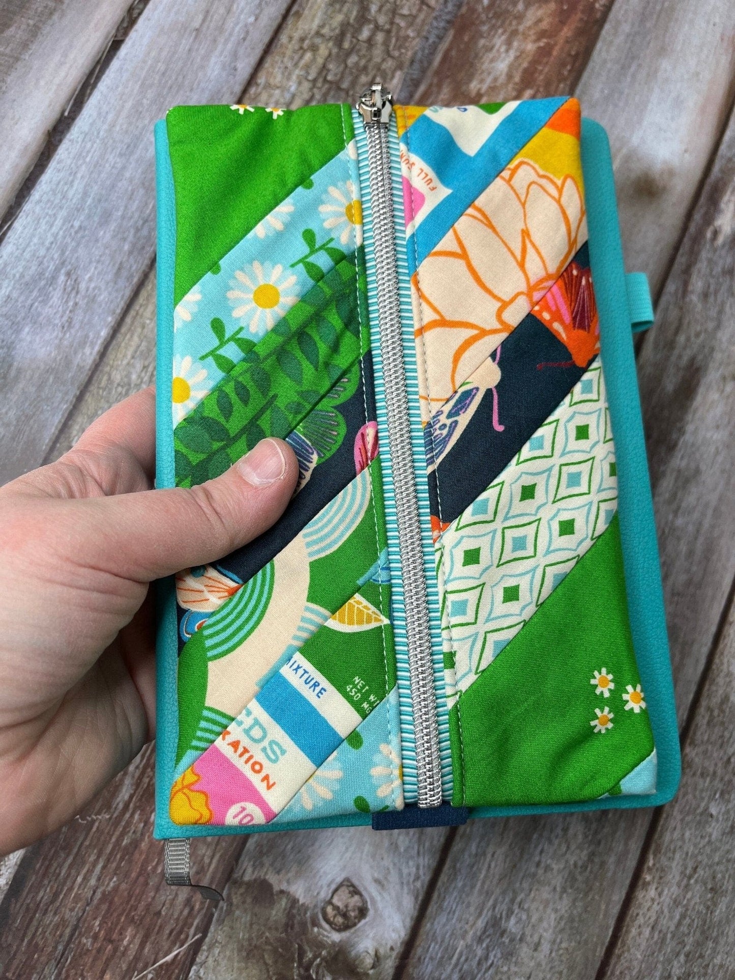 Notebook Pencil Case | Patchwork Green Blue Orange