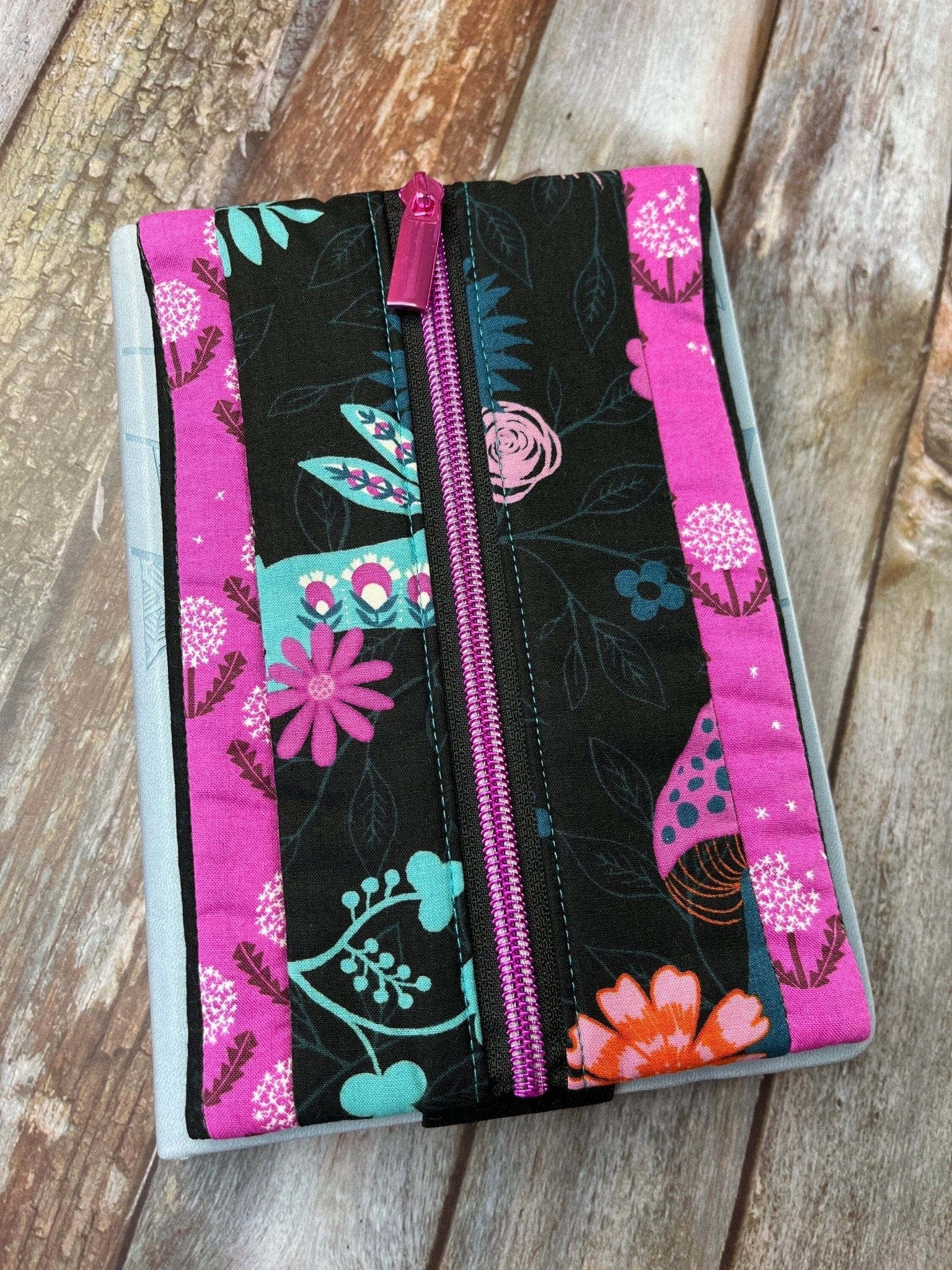 Notebook Pencil Case - Pink Dandelion Patchwork