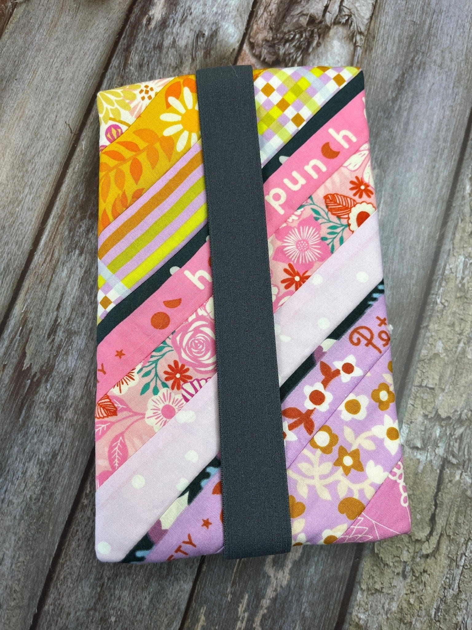 Notebook Pencil Case - Pink Lilac Yellow Patchwork