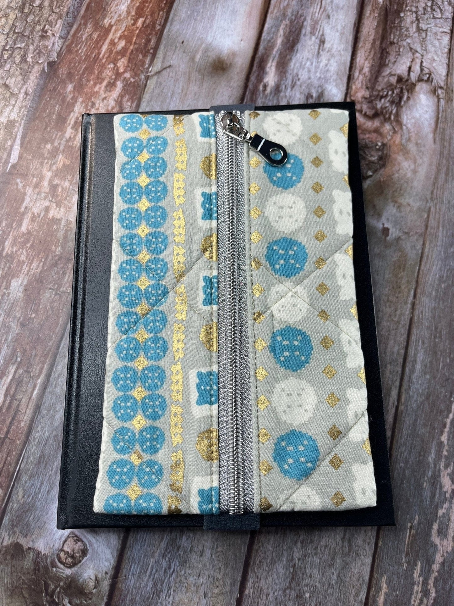 Notebook Pencil Case - Turquoise Gold Cream