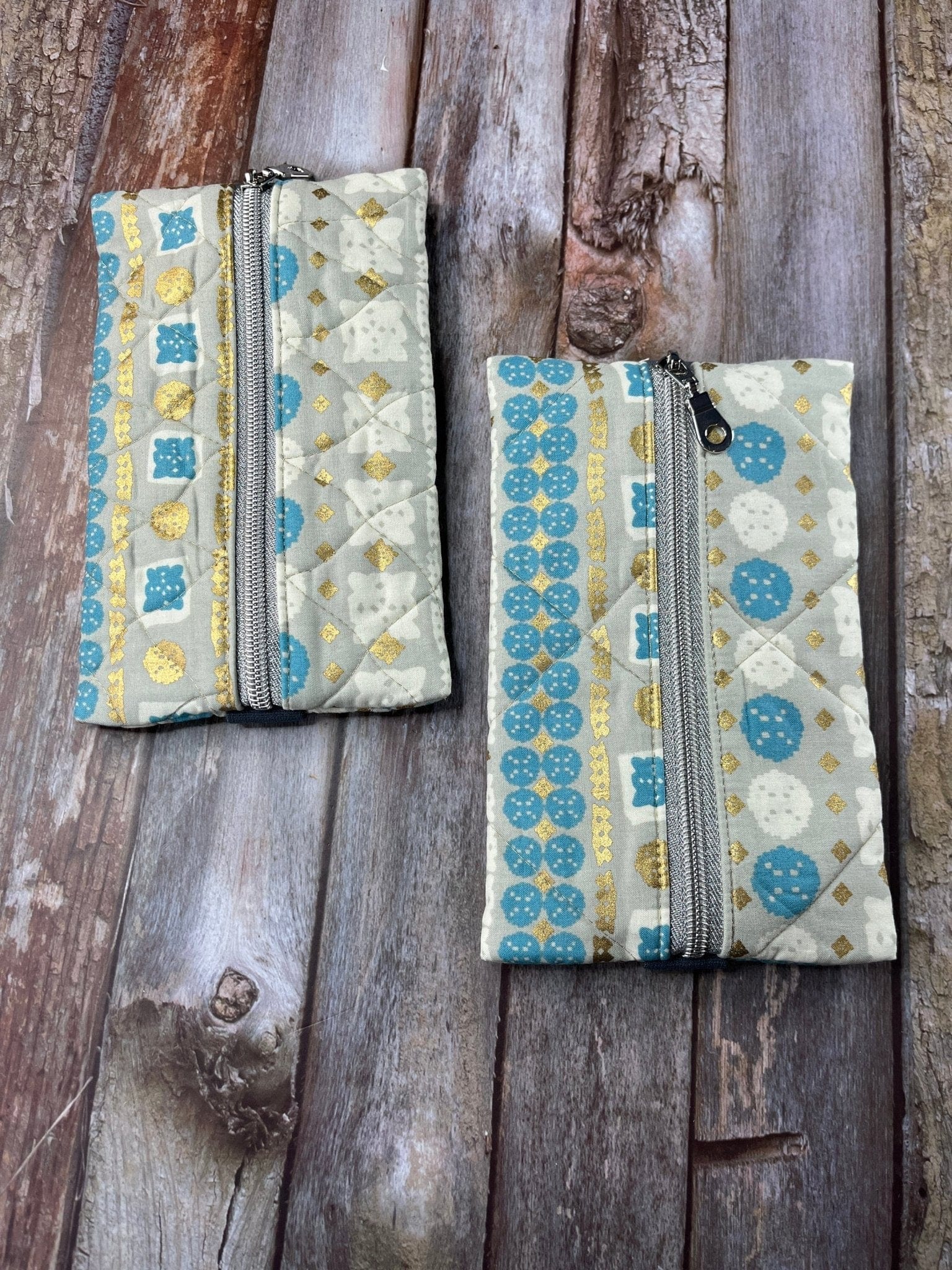 Notebook Pencil Case - Turquoise Gold Cream