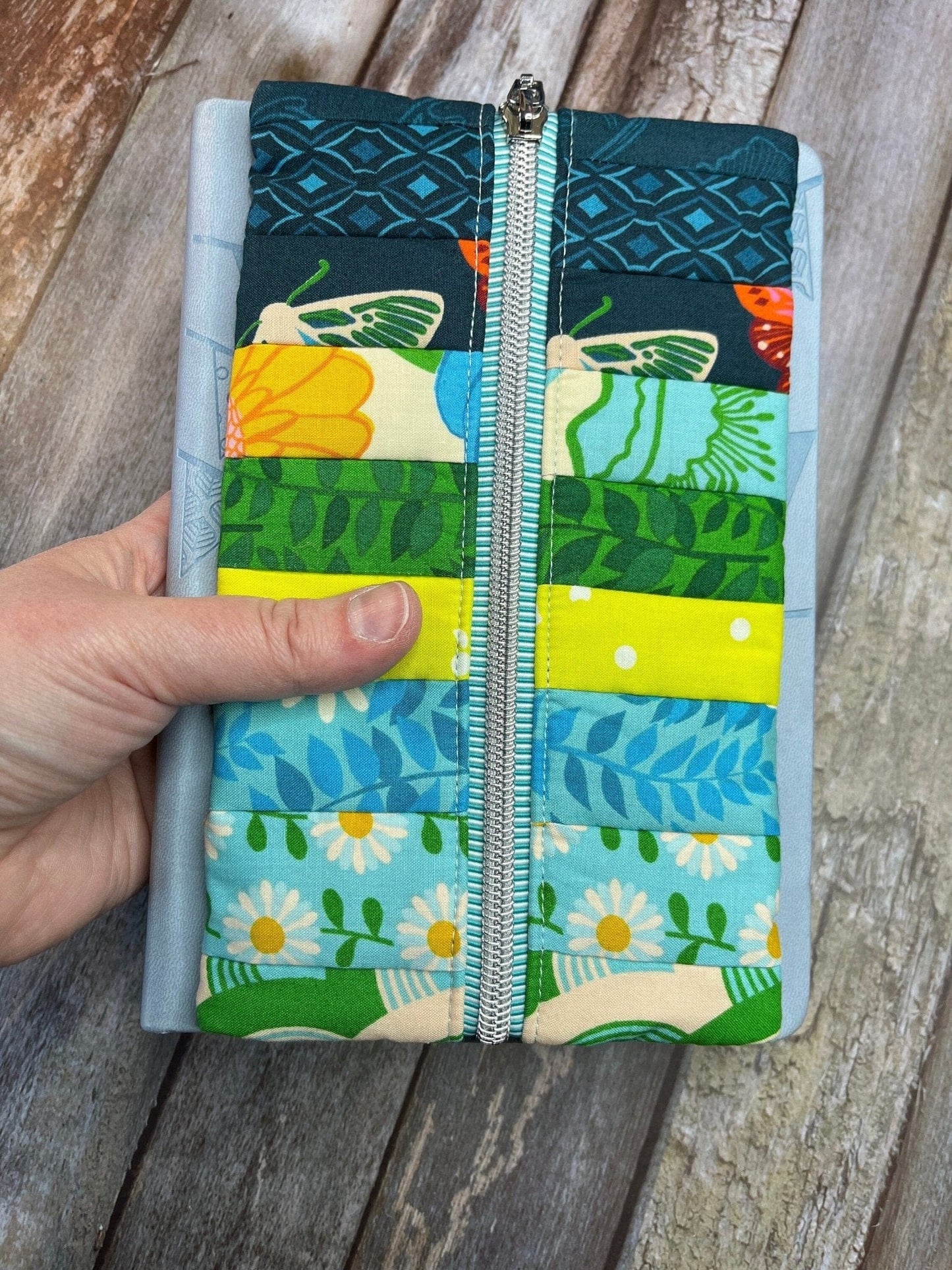 Notebook Pencil Case - Yellow Green Blue Patchwork