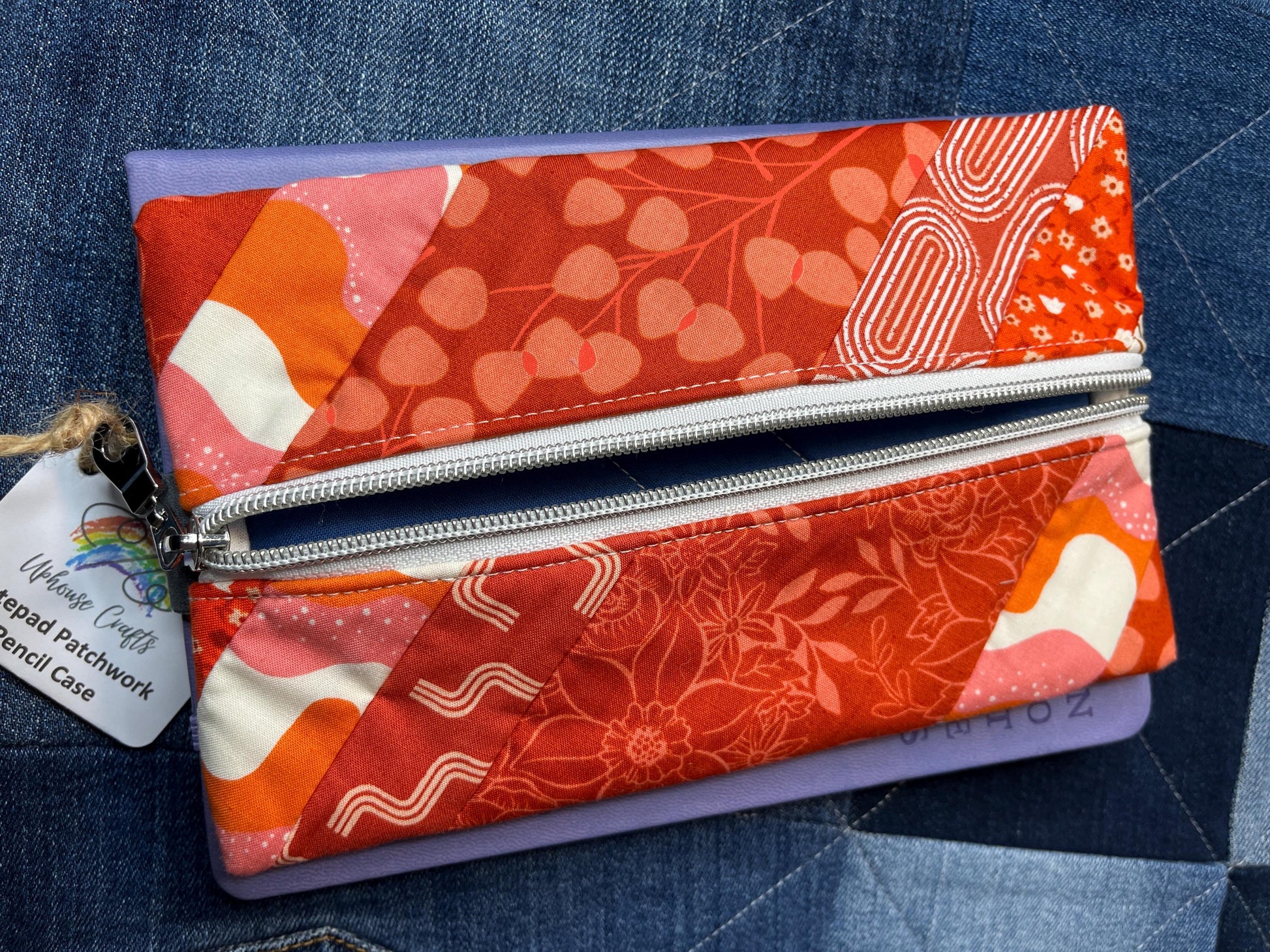 Orange Patchwork Notebook Pencil Case - Uphouse Crafts