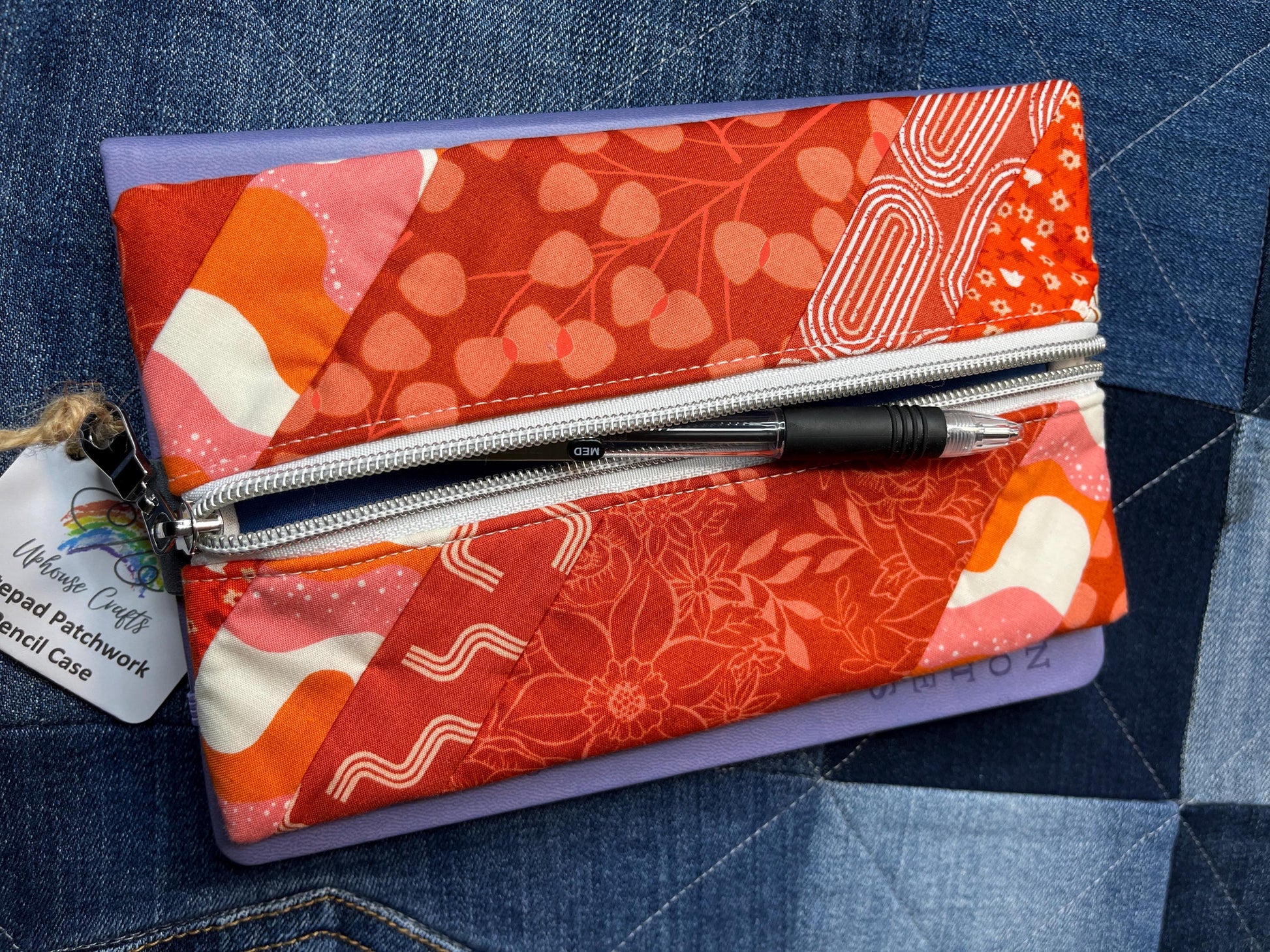 Orange Patchwork Notebook Pencil Case - Uphouse Crafts