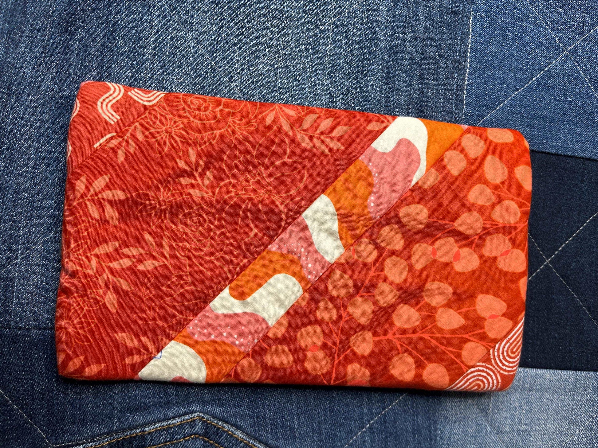 Orange Patchwork Notebook Pencil Case