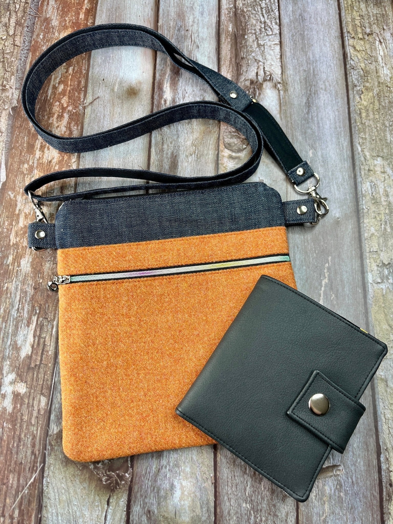 Orange Wool Tweed Crossbody Bag - Uphouse Crafts