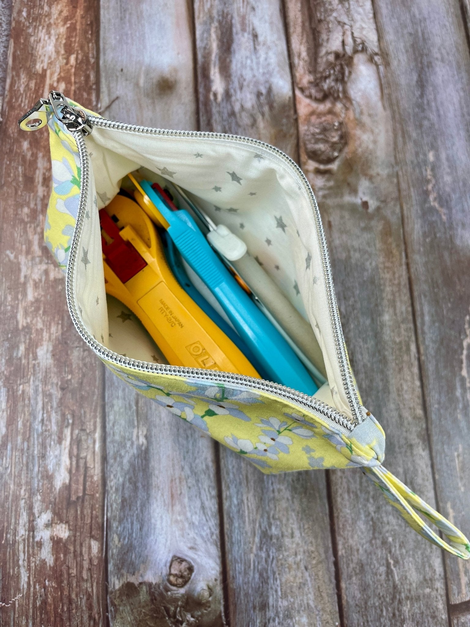 Pale Yellow Make Up Pouch, Pencil Case - Uphouse Crafts