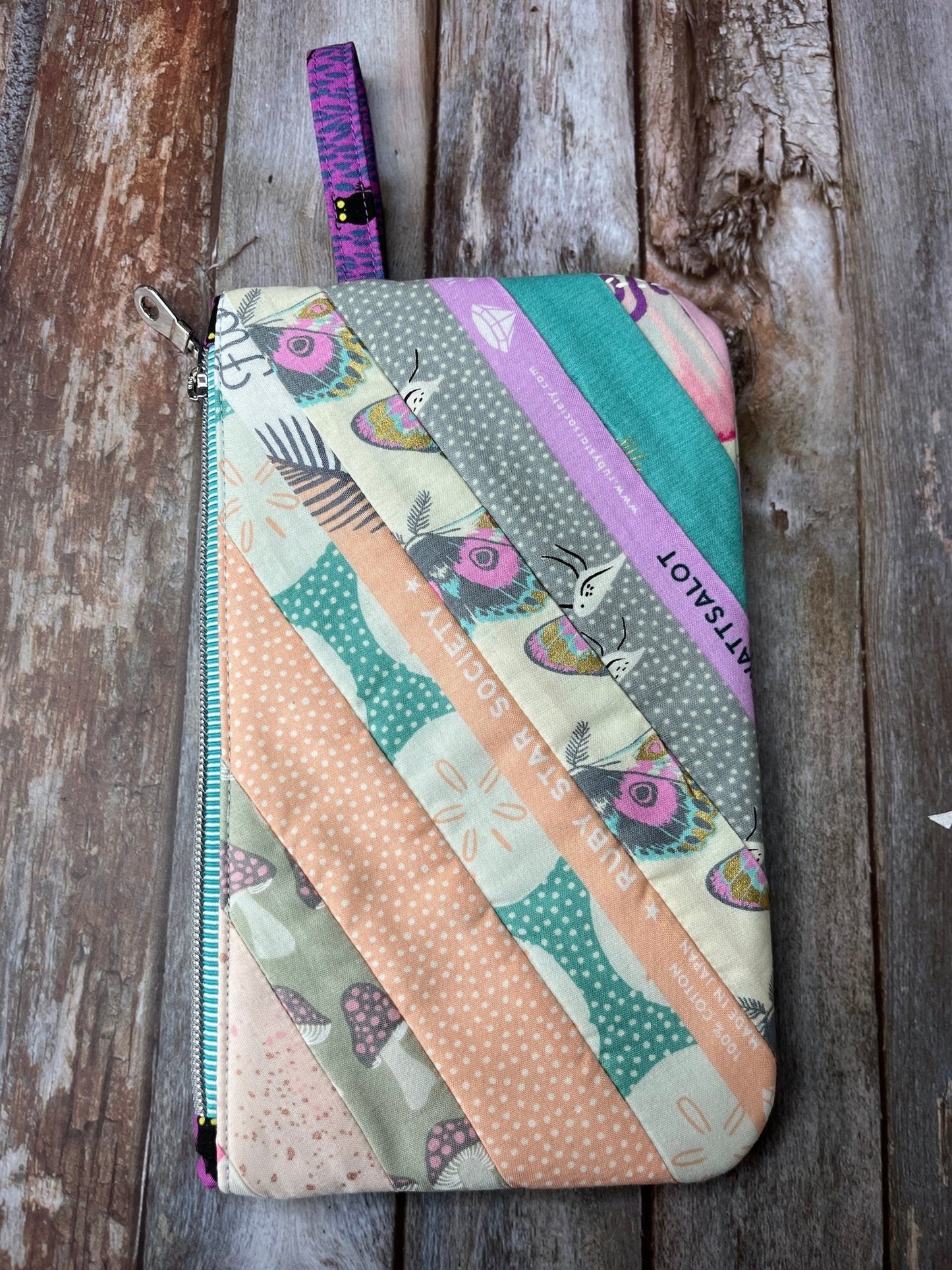 Pastel Butterfly Florida Patchwork Zip Pouch - Uphouse Crafts