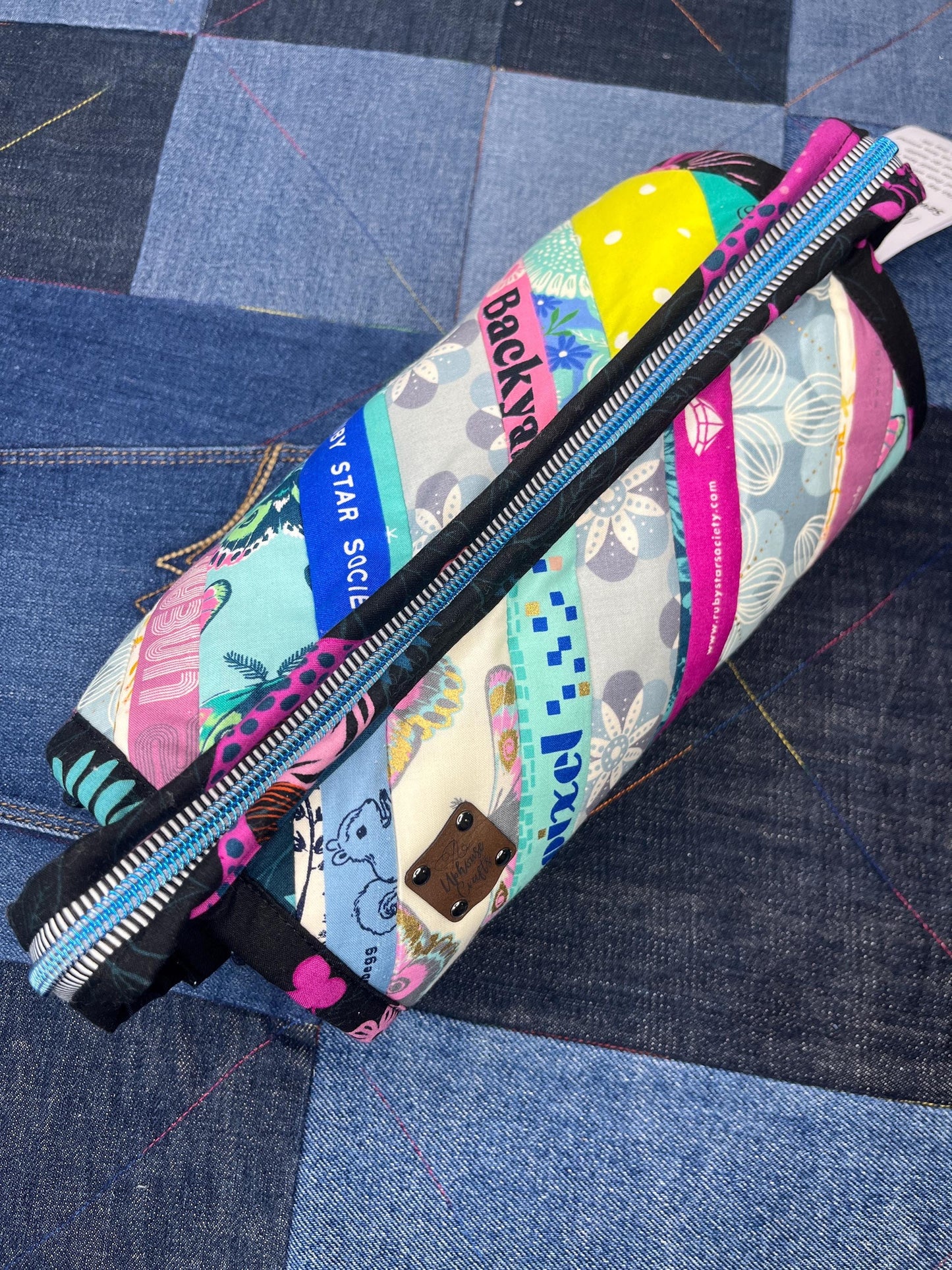 Pink Aqua Selvedge Sew Together Bag - Uphouse Crafts