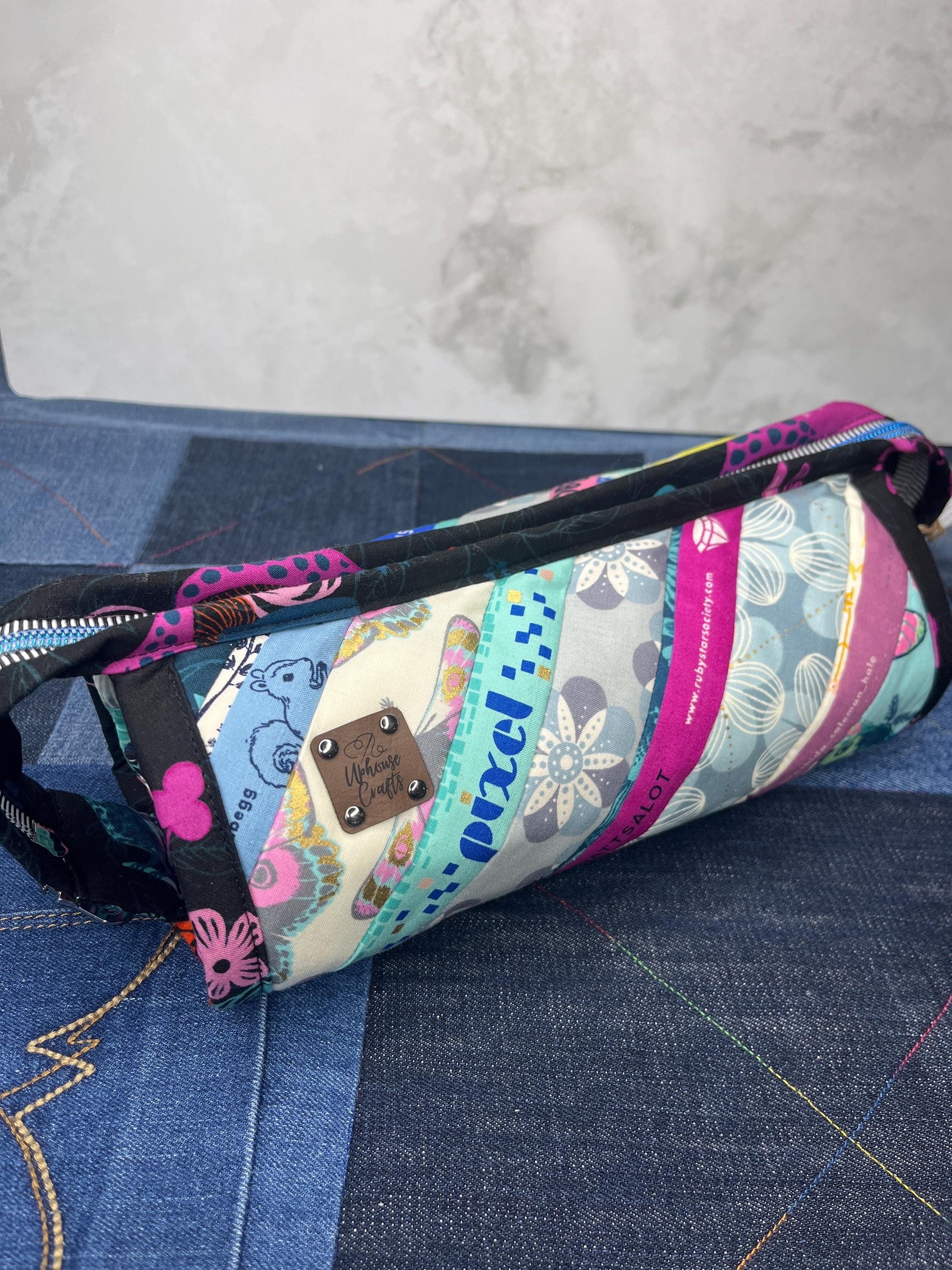 Pink Aqua Selvedge Sew Together Bag - Uphouse Crafts