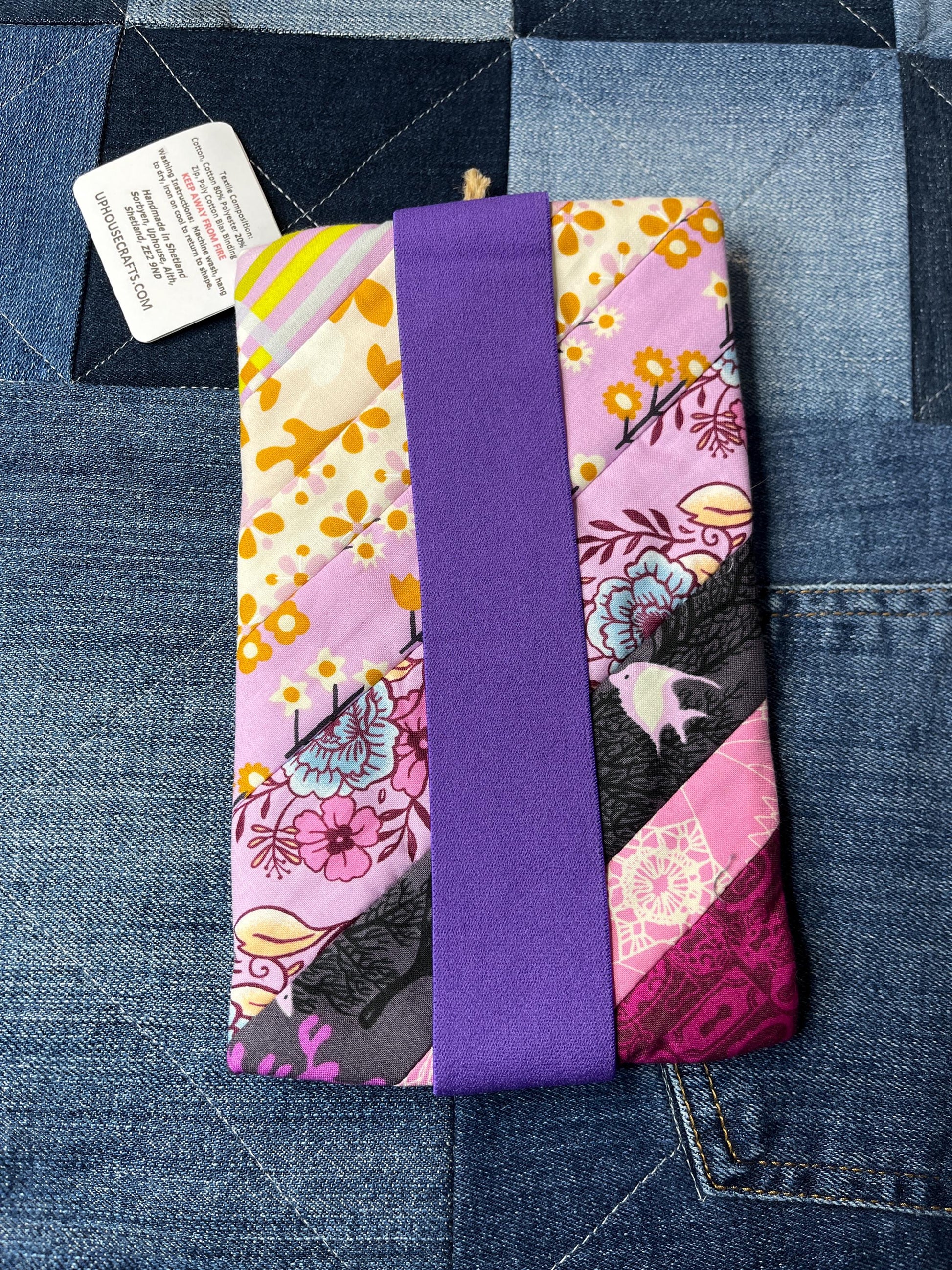 Pink purple Patchwork Notebook Pencil Case - Uphouse Crafts