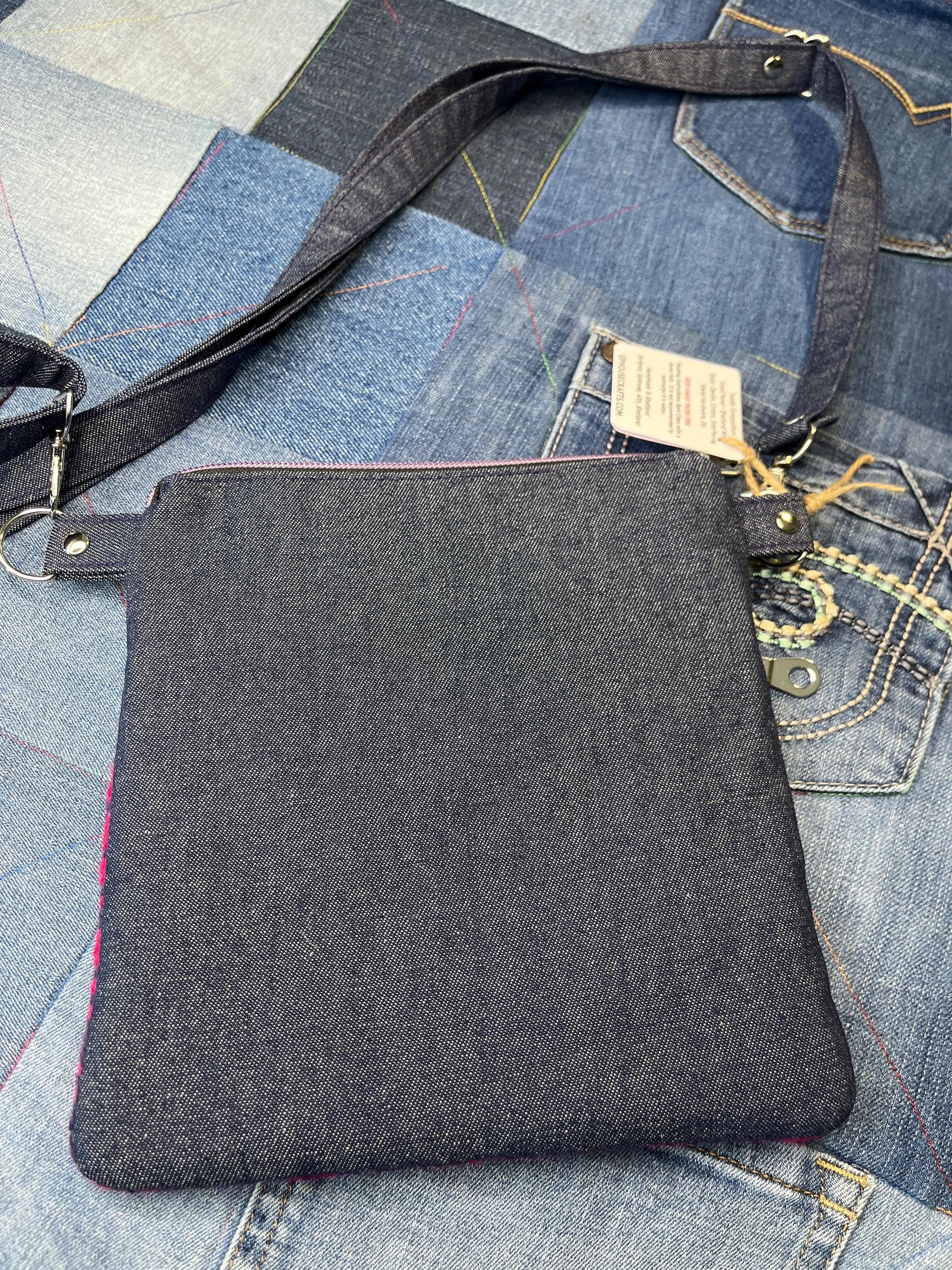 Pink Purple Shetland Wool Denim Crossbody Bag - Uphouse Crafts