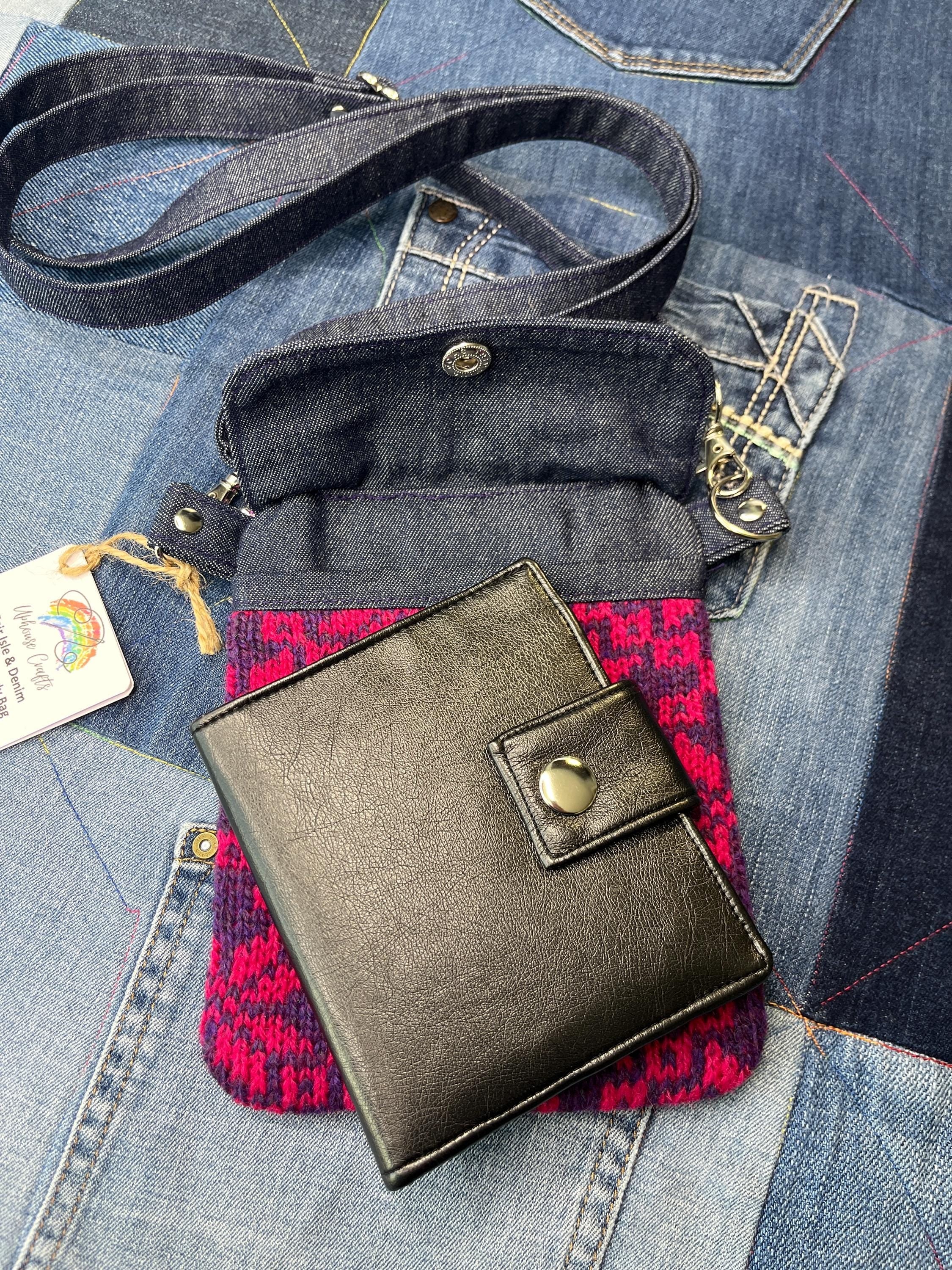 Pink & Purple Shetland Wool Denim Mini Crossbody Bag - Uphouse Crafts