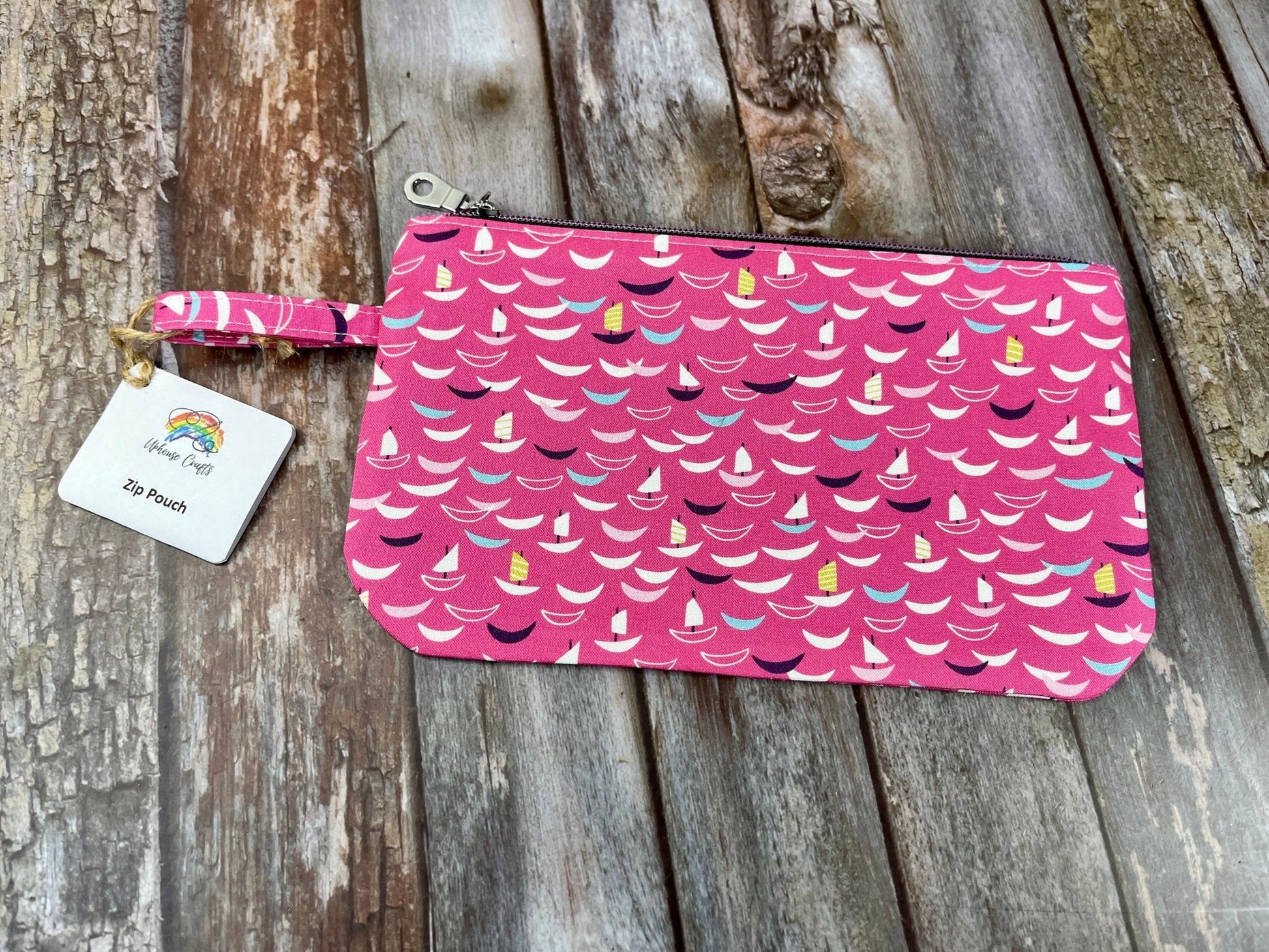 Pink Sailing Boat Make Up Pouch, Pencil Case - Uphouse Crafts