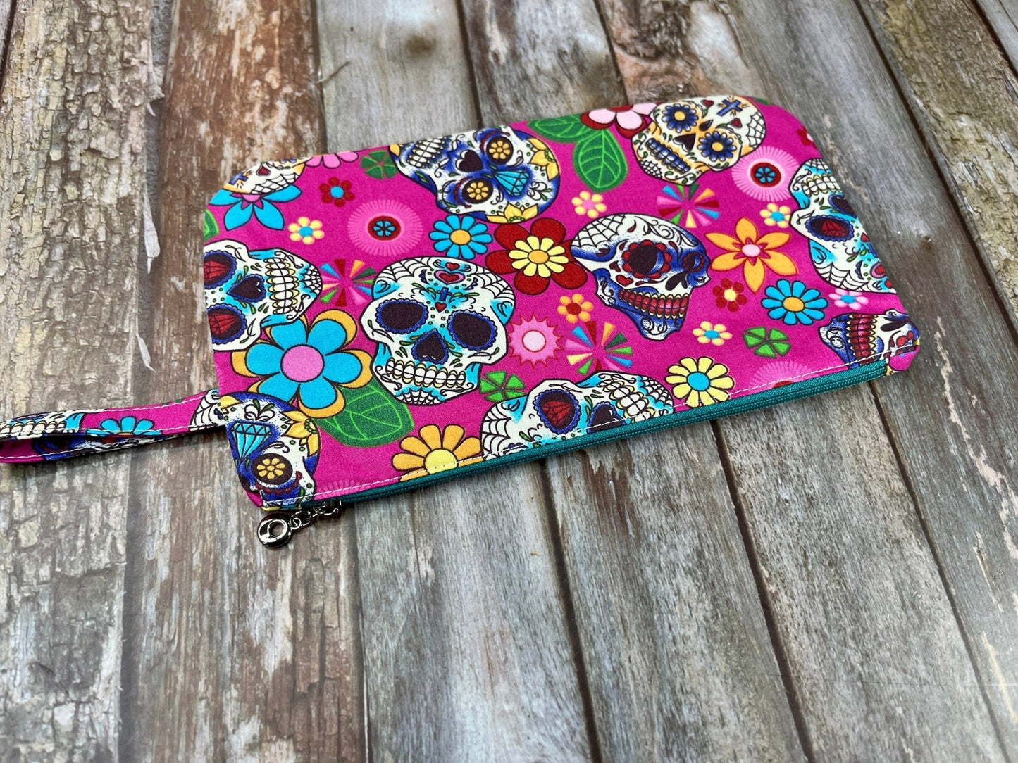 Pink Skulls Make Up Pouch, Pencil Case - Uphouse Crafts