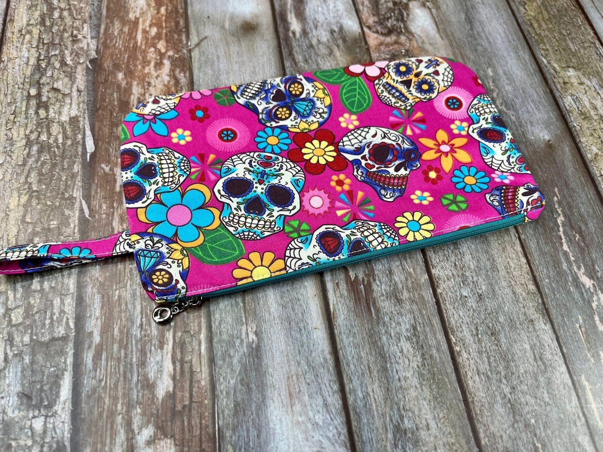 Pink Skulls Make Up Pouch, Pencil Case - Uphouse Crafts