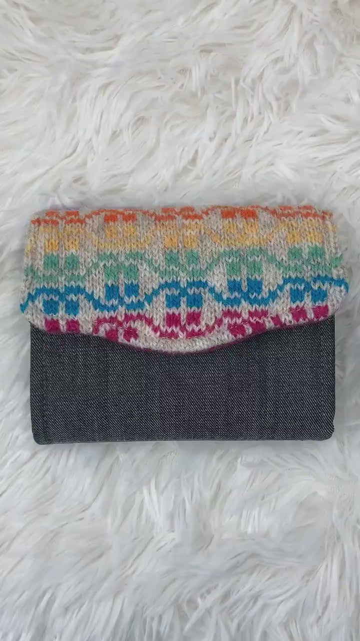 Rainbow Fair Isle Purse, Unique Knitted Purse Wallet, Handmade in Shetland