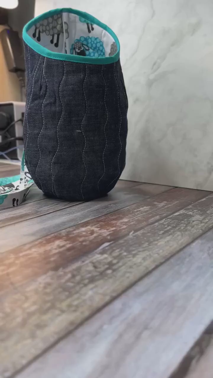 Purple Blue Orca Cotton Denim Clothes Peg Bag