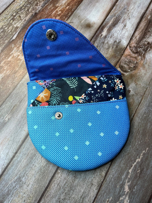 Purpe & Blue Patchwork Round Wing Zip Purse no2024-01