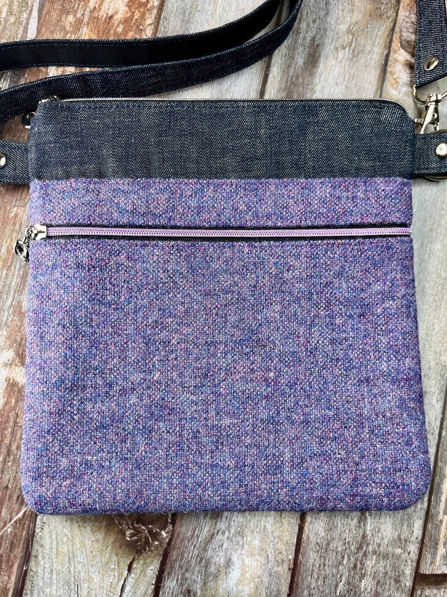 Purple Wool Tweed Crossbody Bag - Uphouse Crafts