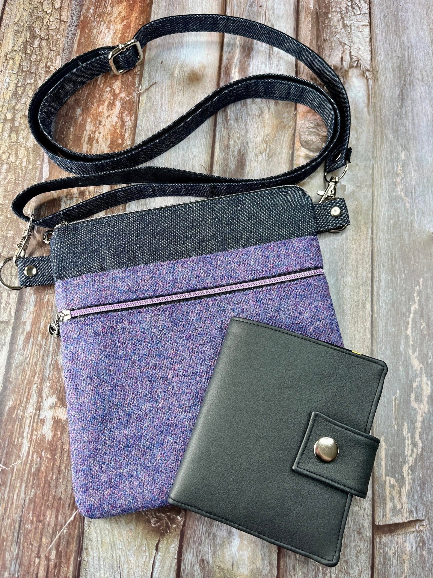 Purple Wool Tweed Crossbody Bag - Uphouse Crafts