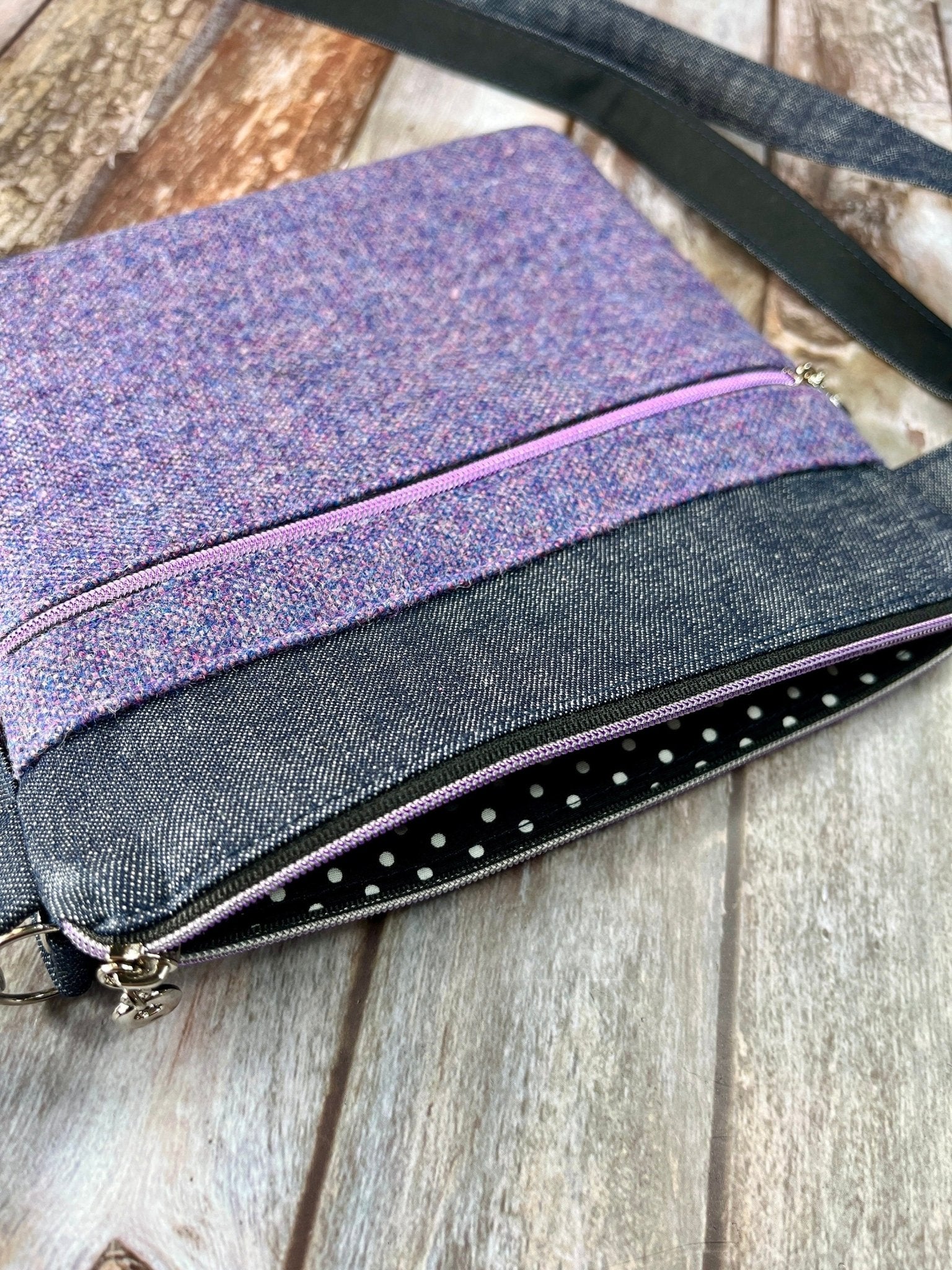 Purple Wool Tweed Crossbody Bag - Uphouse Crafts