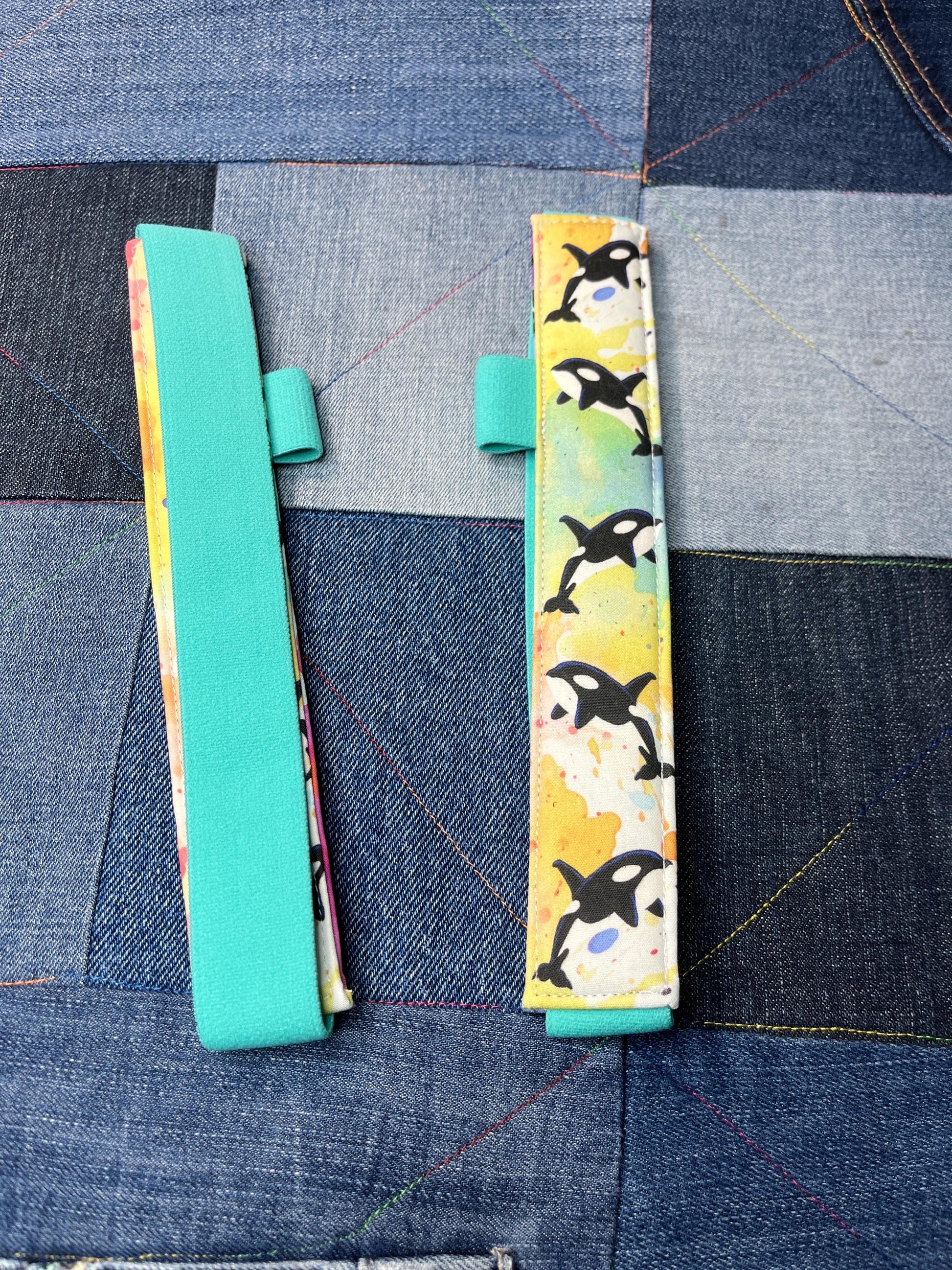 Rainbow Orca Book Mark with Mint Elastic - Uphouse Crafts