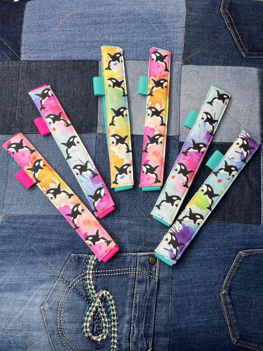 Rainbow Orca Book Mark with Mint Elastic - Uphouse Crafts